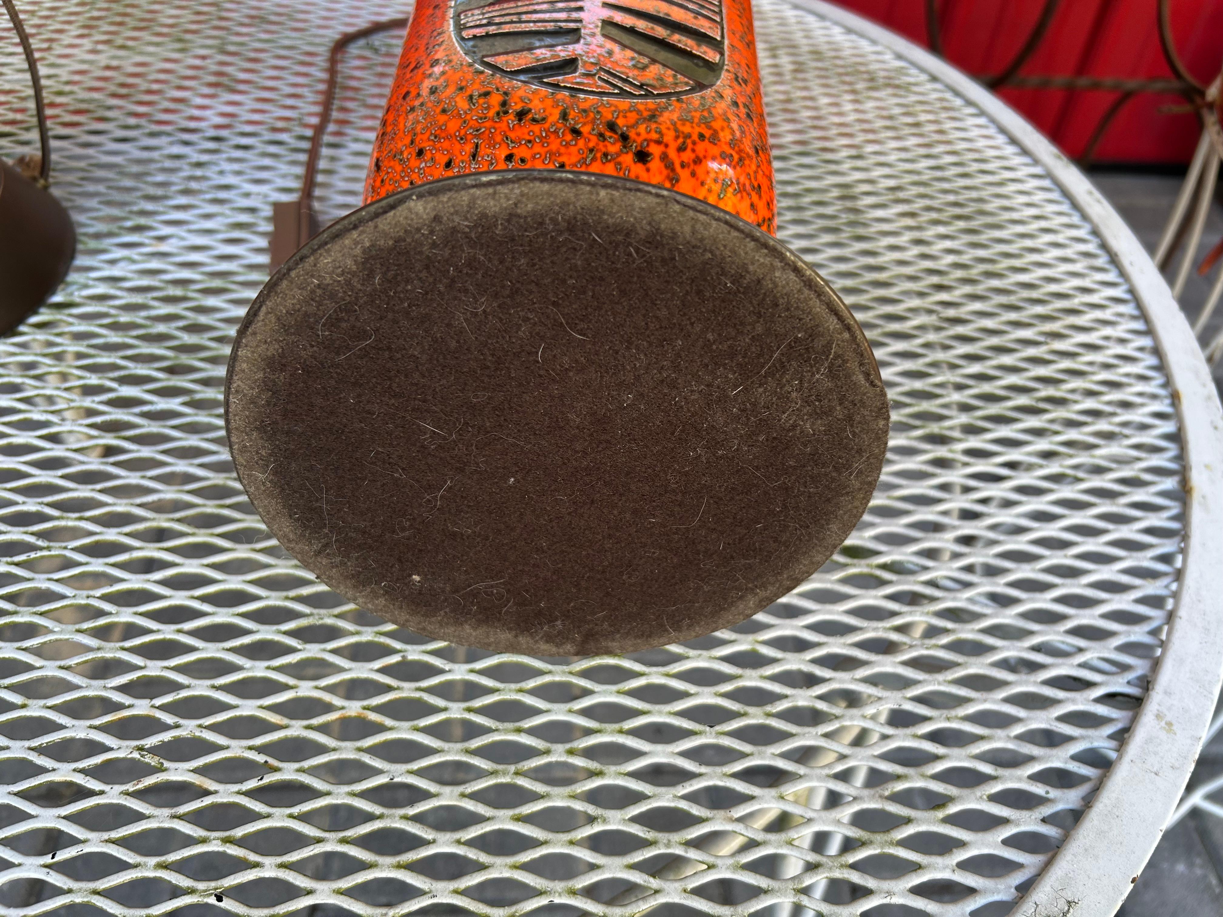 Vintage Pair of Orange Textured Keramik Tischlampen Mitte des Jahrhunderts Modern im Angebot 3