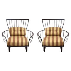 Used Pair of OW Lee Wrought Iron Oversized Patio Rocking Chairs with Cushions