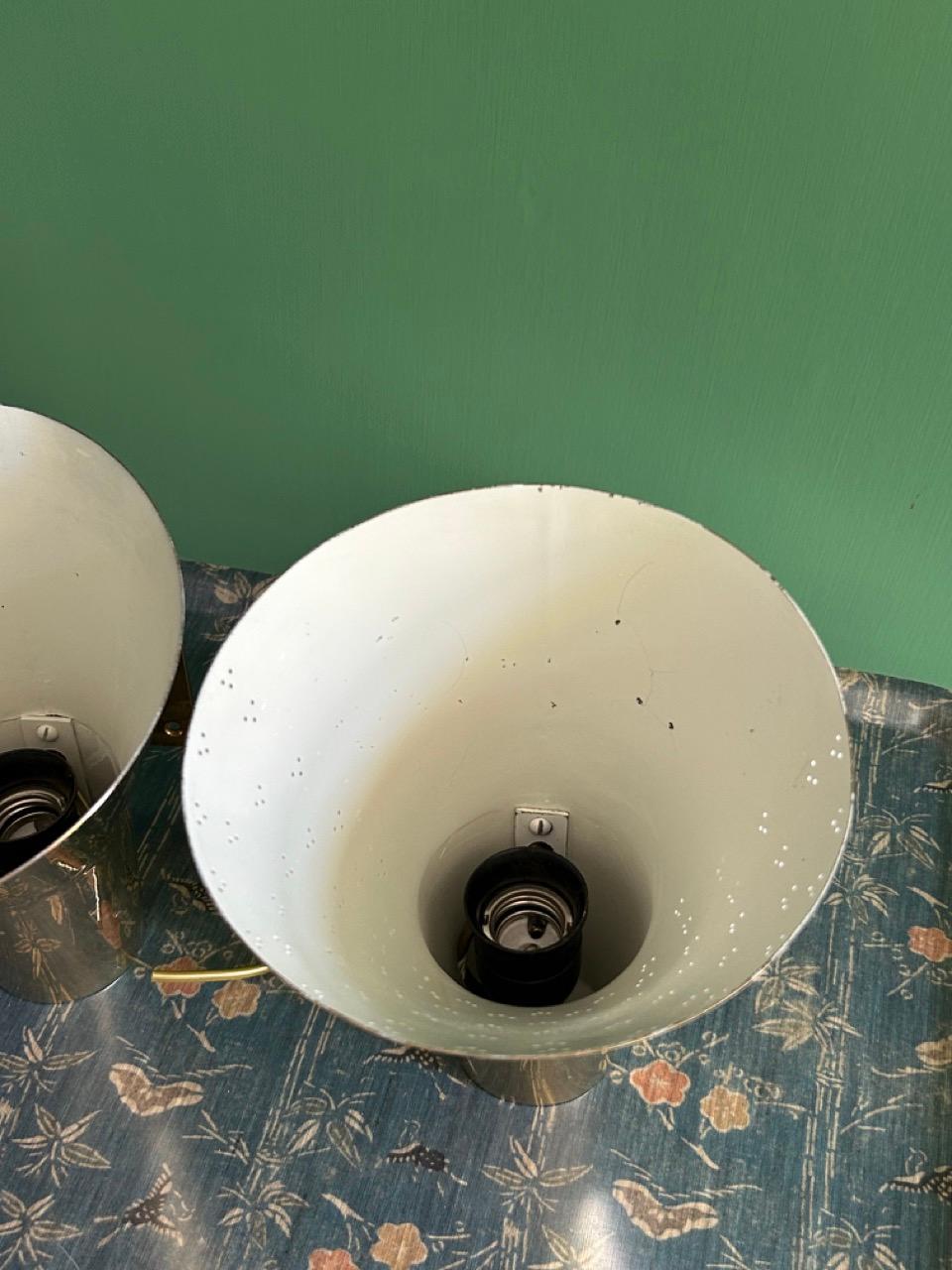 Vintage Pair of Paavo Tynell Wall Lights in Perforated Brass, Finland, 1950s For Sale 4
