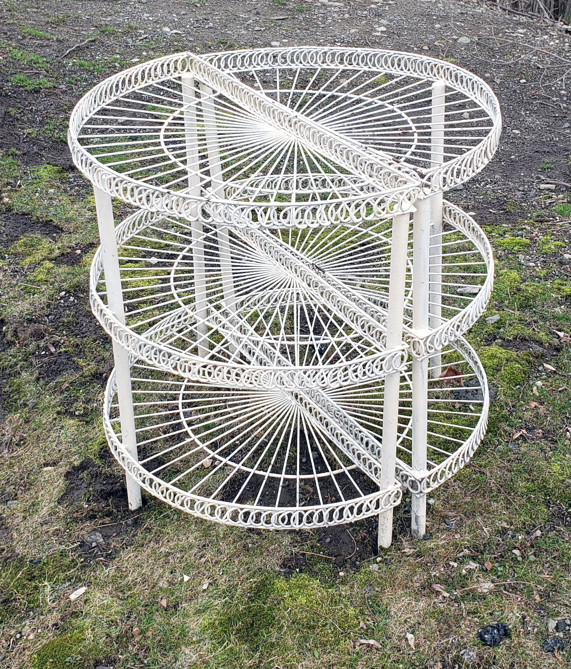 20th Century Vintage Pair of Painted Wire Demilune Flower Stands, circa 1930-1950