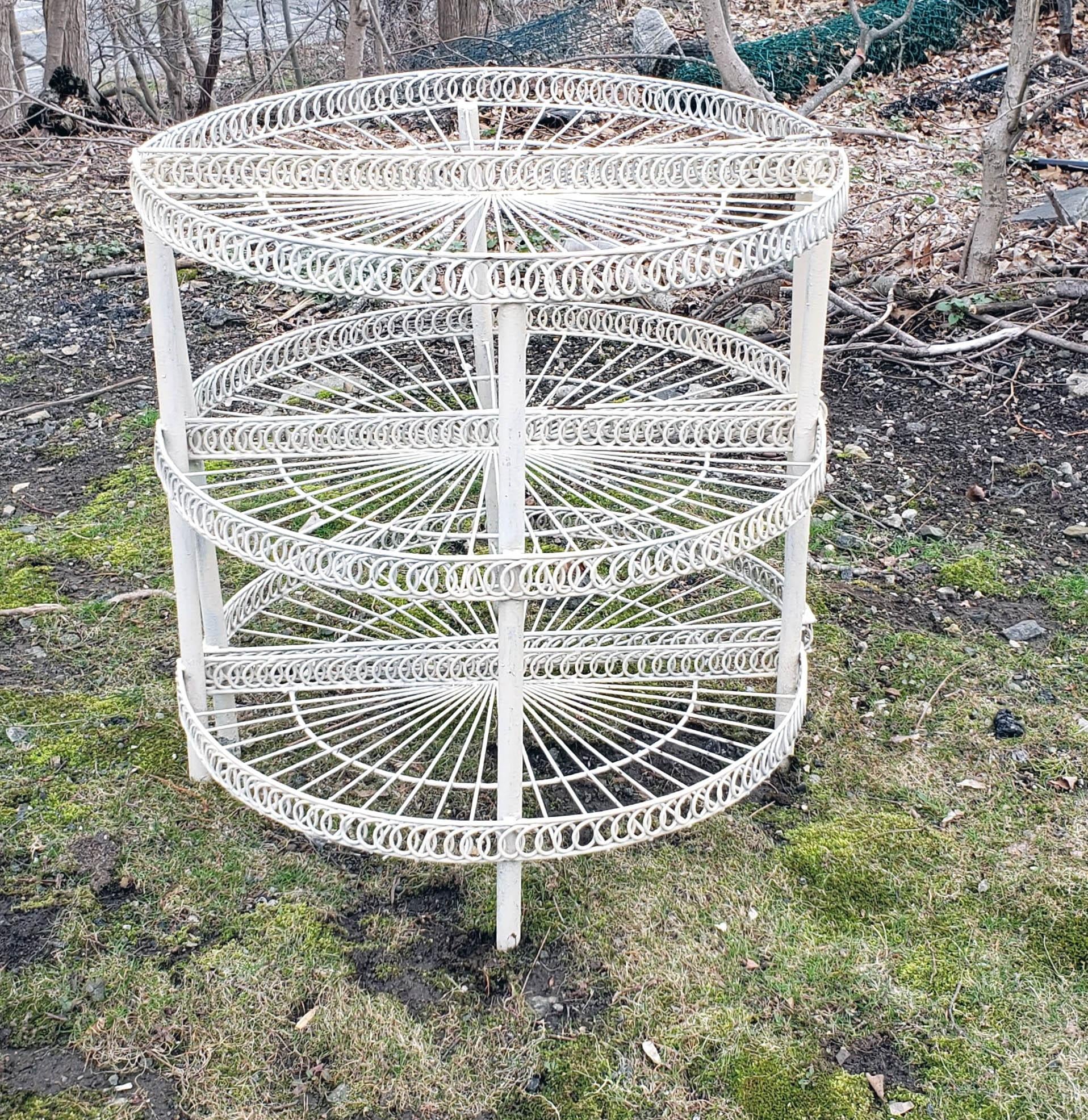 Metal Vintage Pair of Painted Wire Demilune Flower Stands, circa 1930-1950