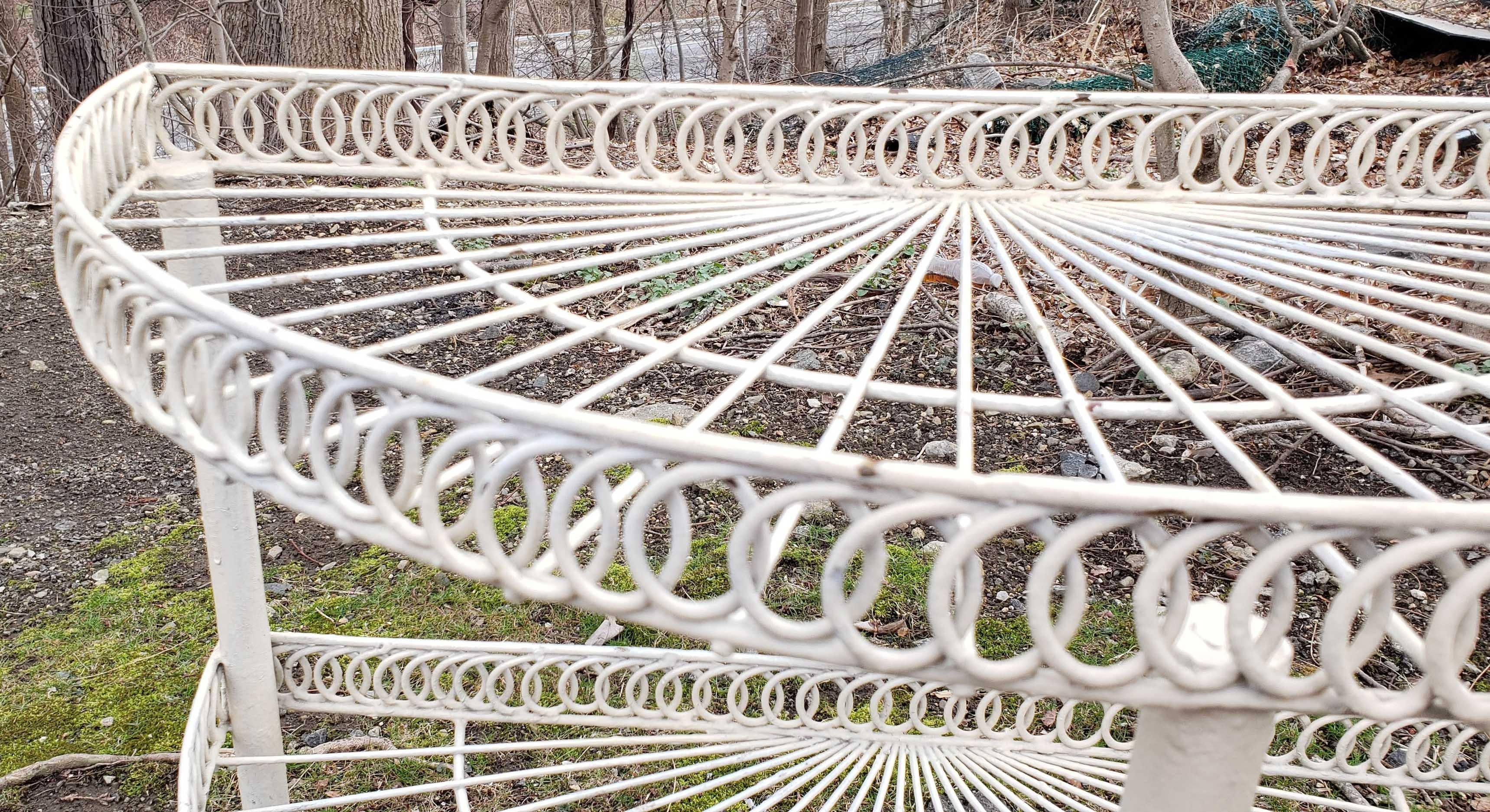 Vintage Pair of Painted Wire Demilune Flower Stands, circa 1930-1950 1