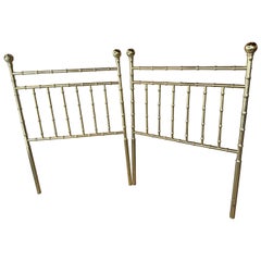 Coppia di testiere per letto gemelli in ottone di Palm Beach Faux Bamboo Vintage