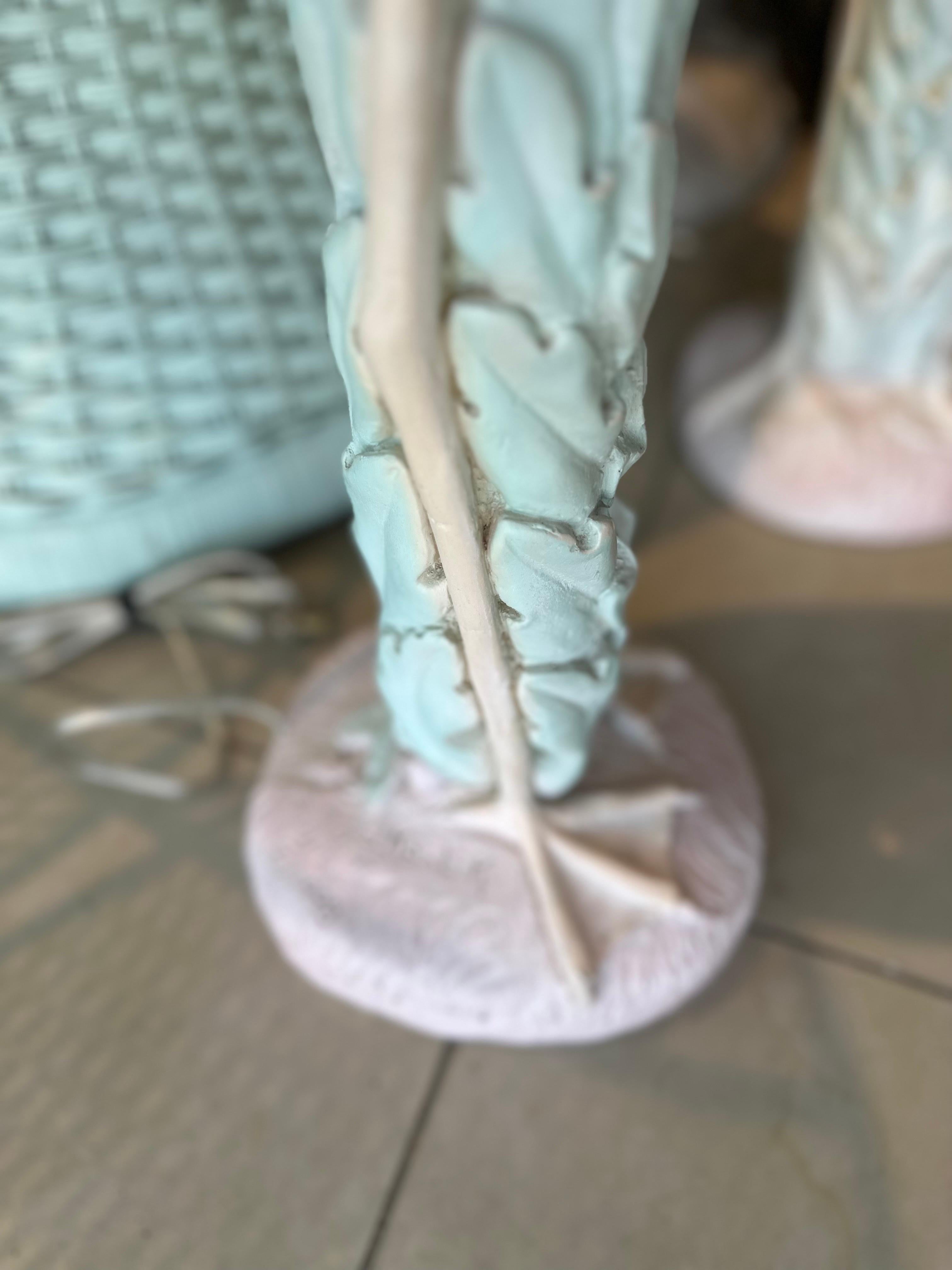 Vintage Pair of Palm Beach Pink Plaster Flamingo Bird Table Lamps Newly Wired 9