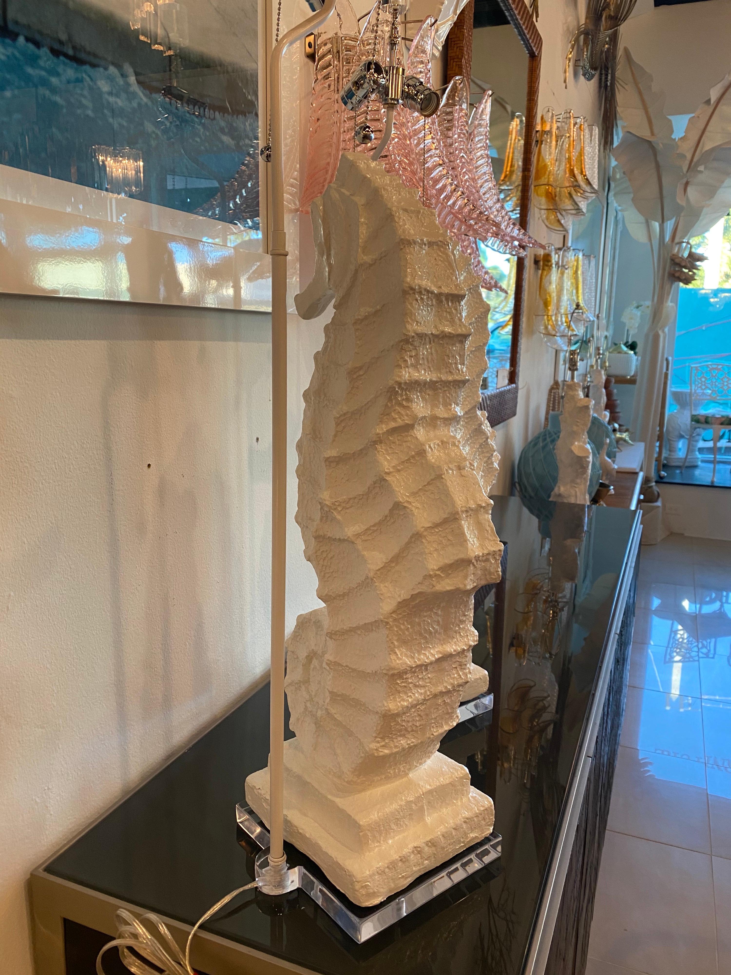 Late 20th Century Vintage Pair of Palm Beach Plaster Seahorse Large Table Lamps Lacquered Restored