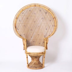 Vintage Pair of Peacock Chairs with Matching Table