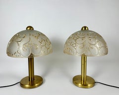 Vintage Pair Of PEILL & PUTZLER Table Lamps in Glass and Brass, Germany, 1970s