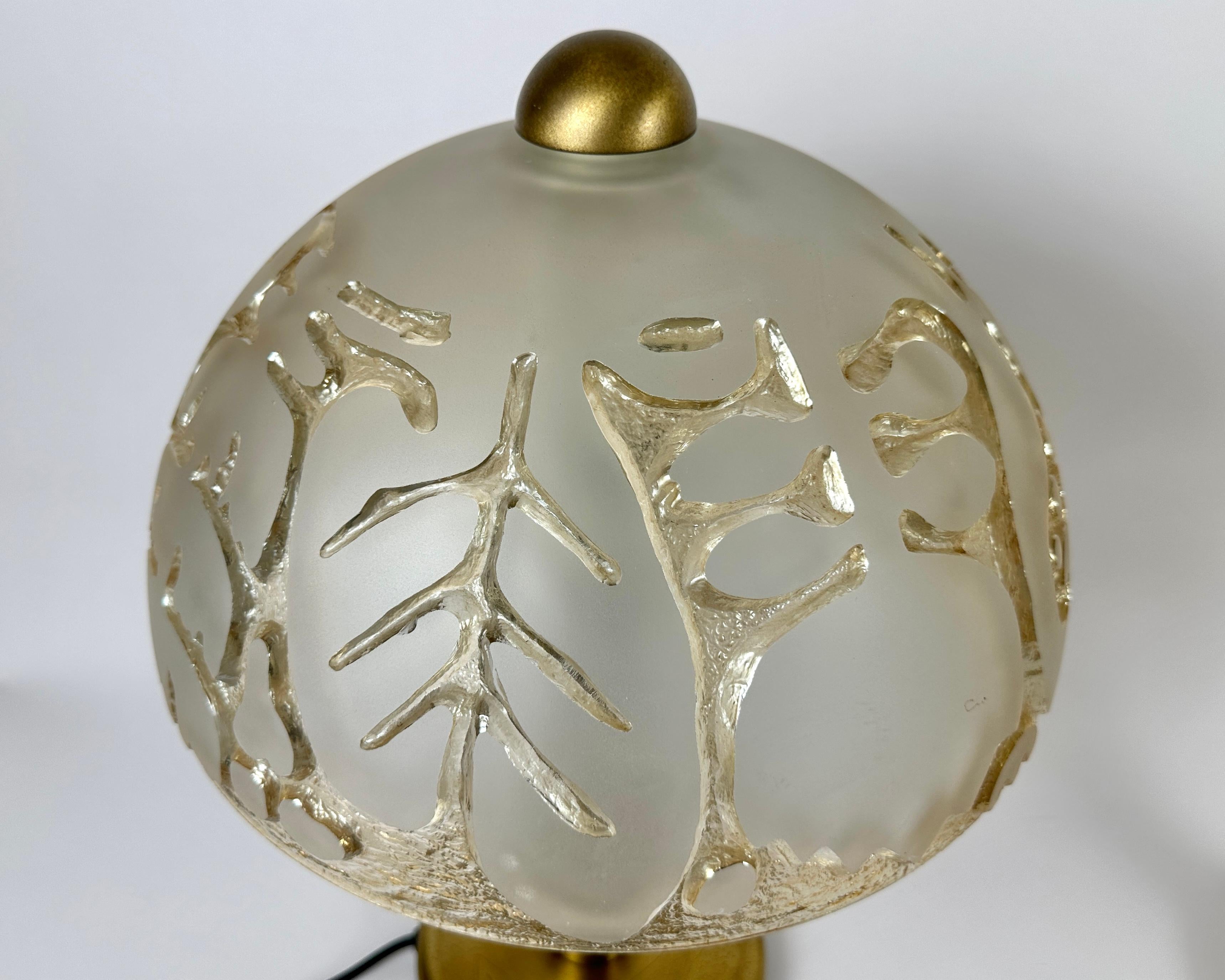 Late 20th Century Vintage Pair Of PEILL & PUTZLER Table Lamps in Glass and Brass, Germany, 1970s For Sale