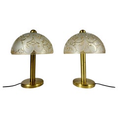 Vintage Pair Of PEILL & PUTZLER Table Lamps in Glass and Brass, Germany, 1970s