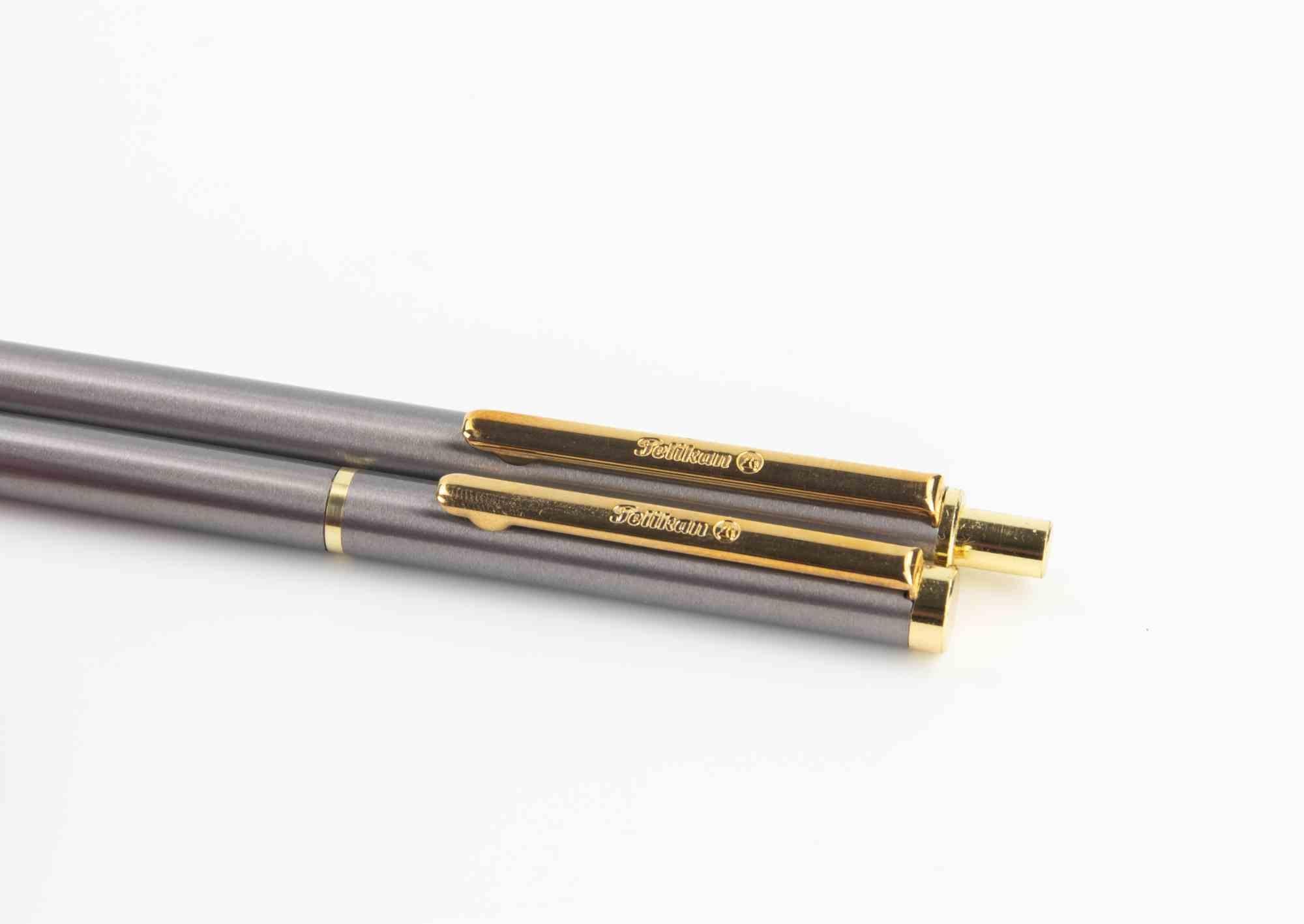 Pareja de plumas vintage de Pelikan, años 90 Metal en venta