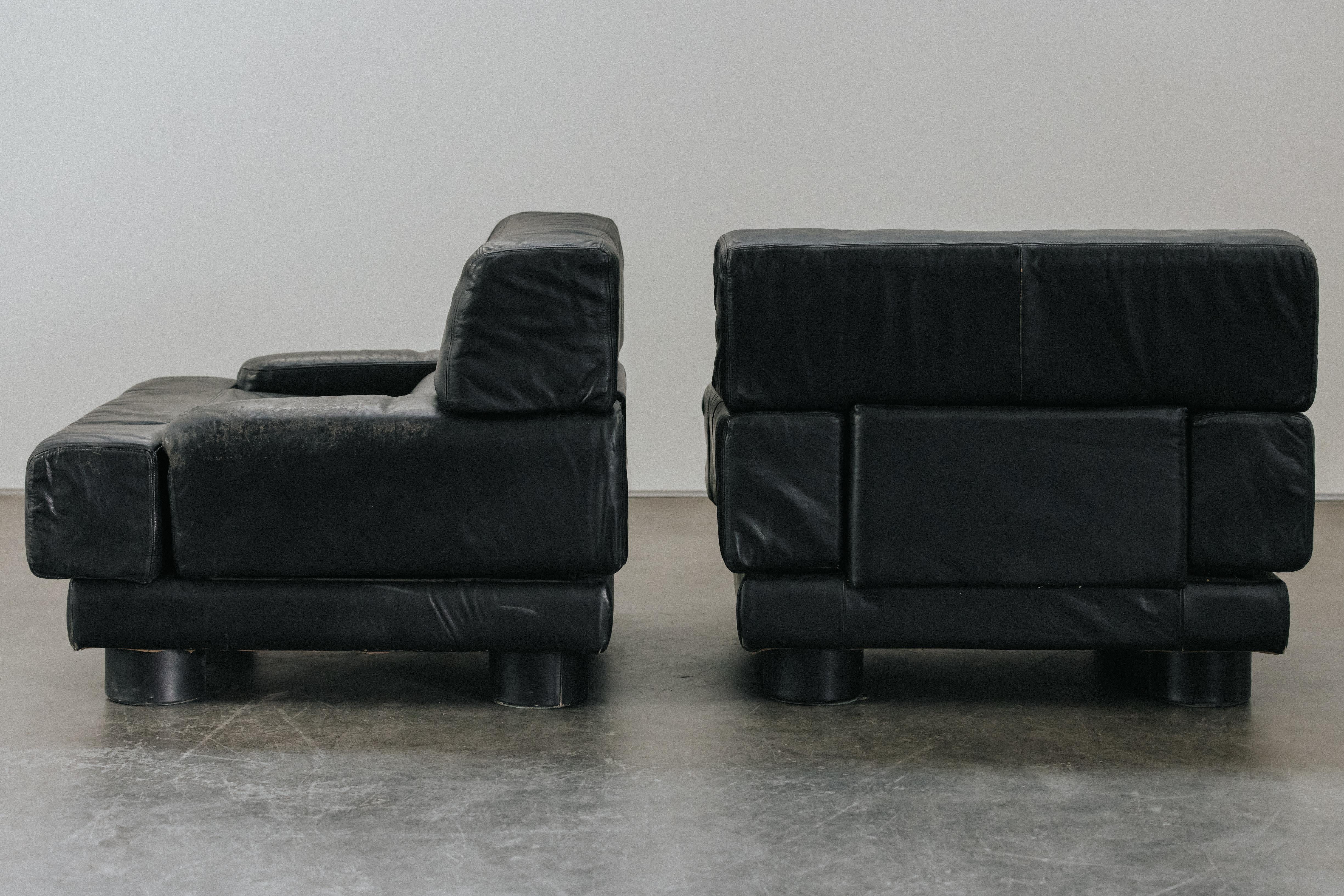 Vintage Pair Of Percival Lafer Leather Lounge Chairs From Germany, Circa 1970 For Sale 2