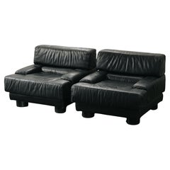 Vintage Pair Of Percival Lafer Leather Lounge Chairs From Germany, Circa 1970
