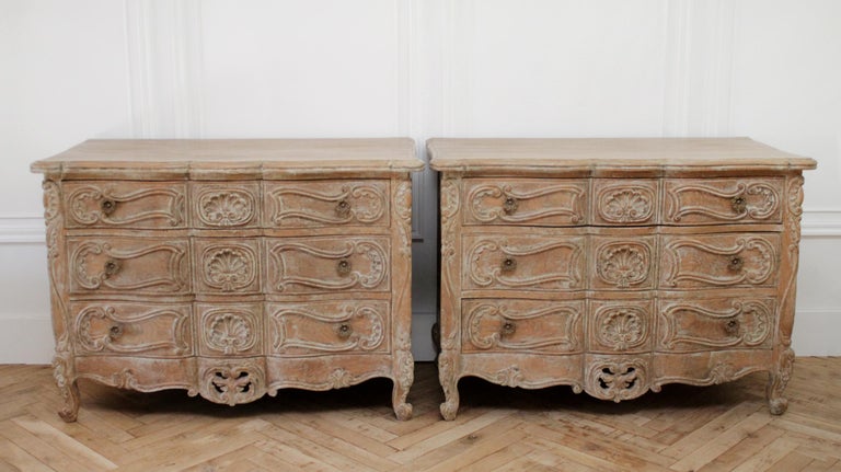 Vintage Pair of Pickled Carved Wood Nightstands Chest of Drawers 12