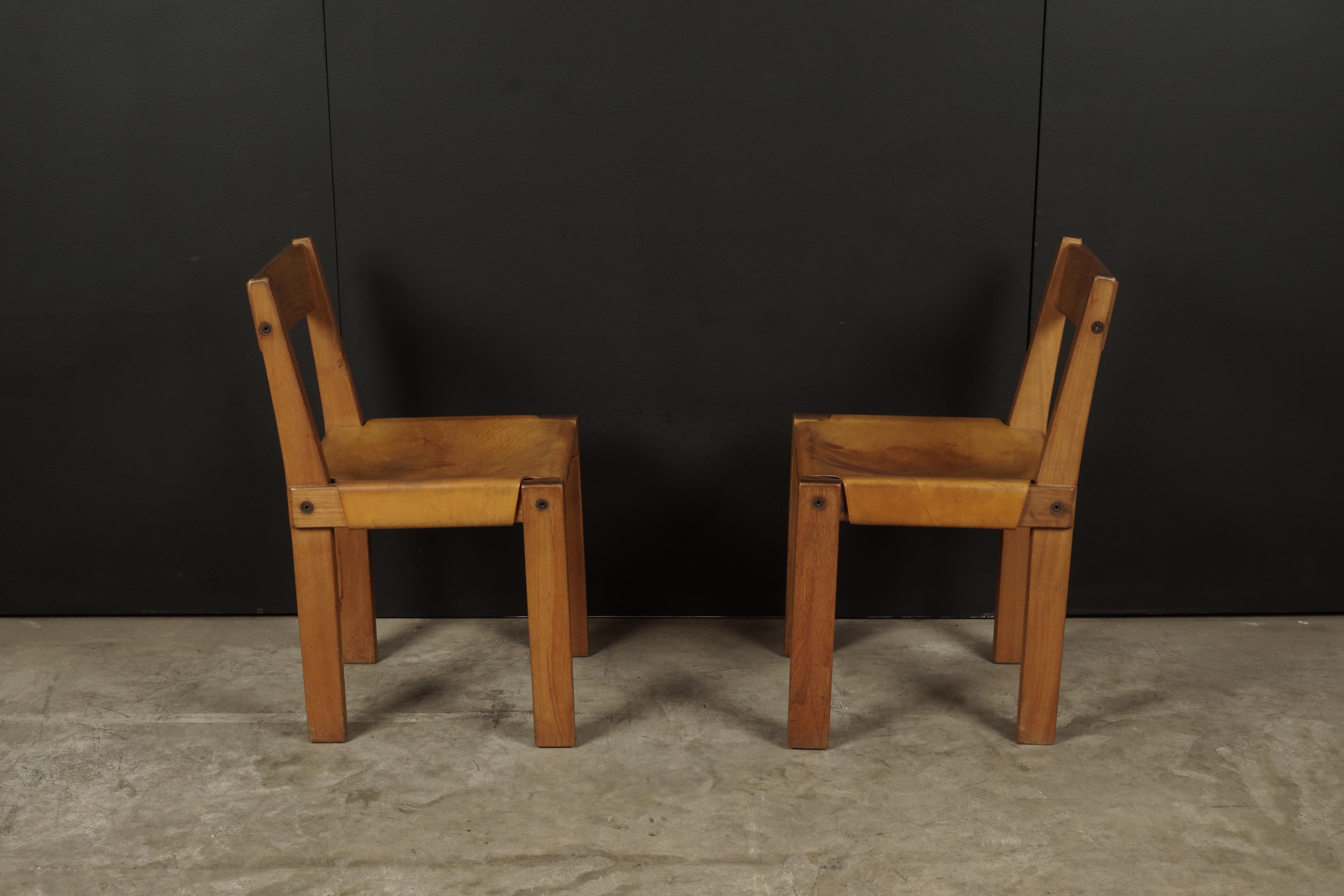 European Vintage Pair of Pierre Chapo Chairs Model S24, France, circa 1970