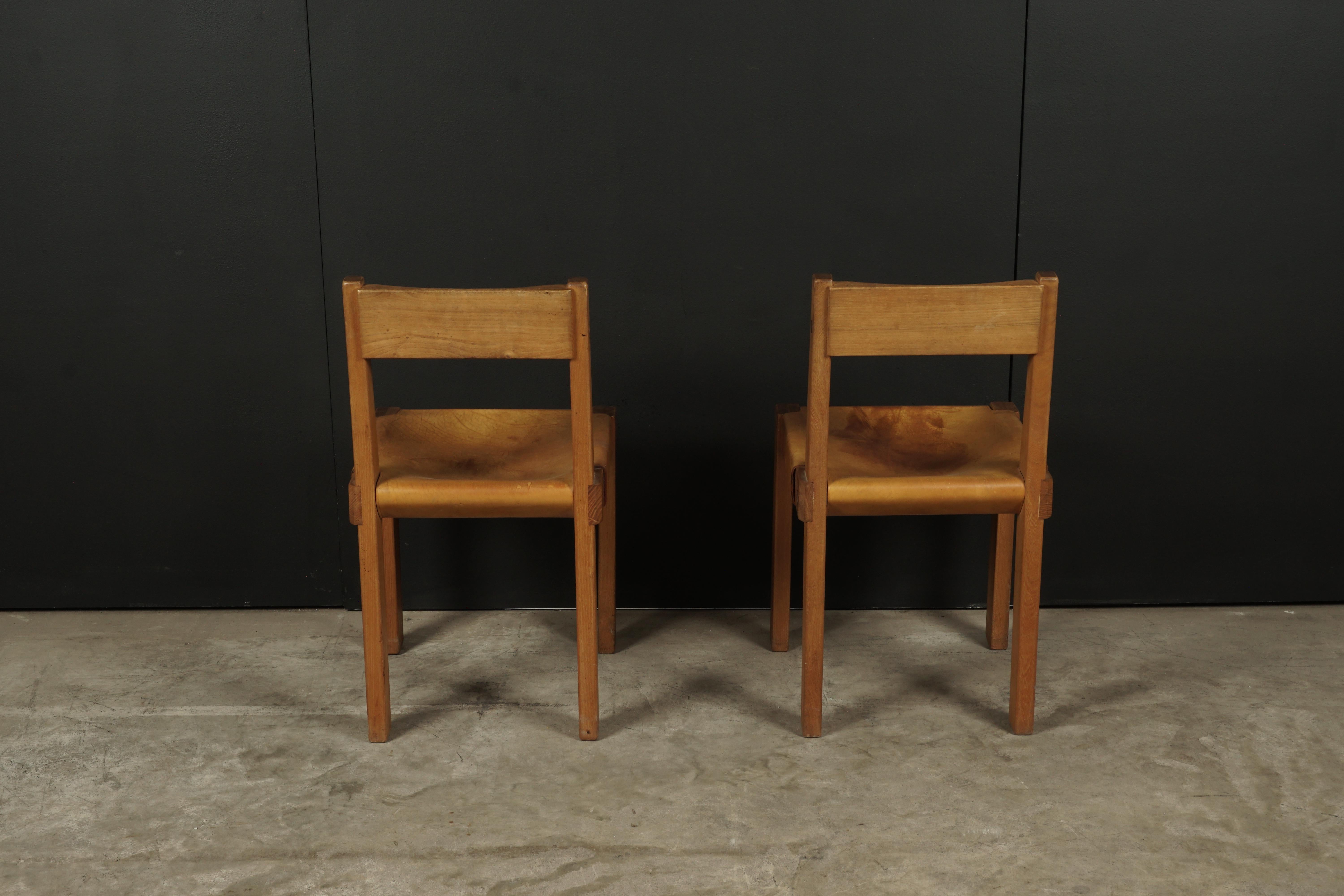 Vintage Pair of Pierre Chapo Chairs Model S24, France, circa 1970 In Good Condition In Nashville, TN