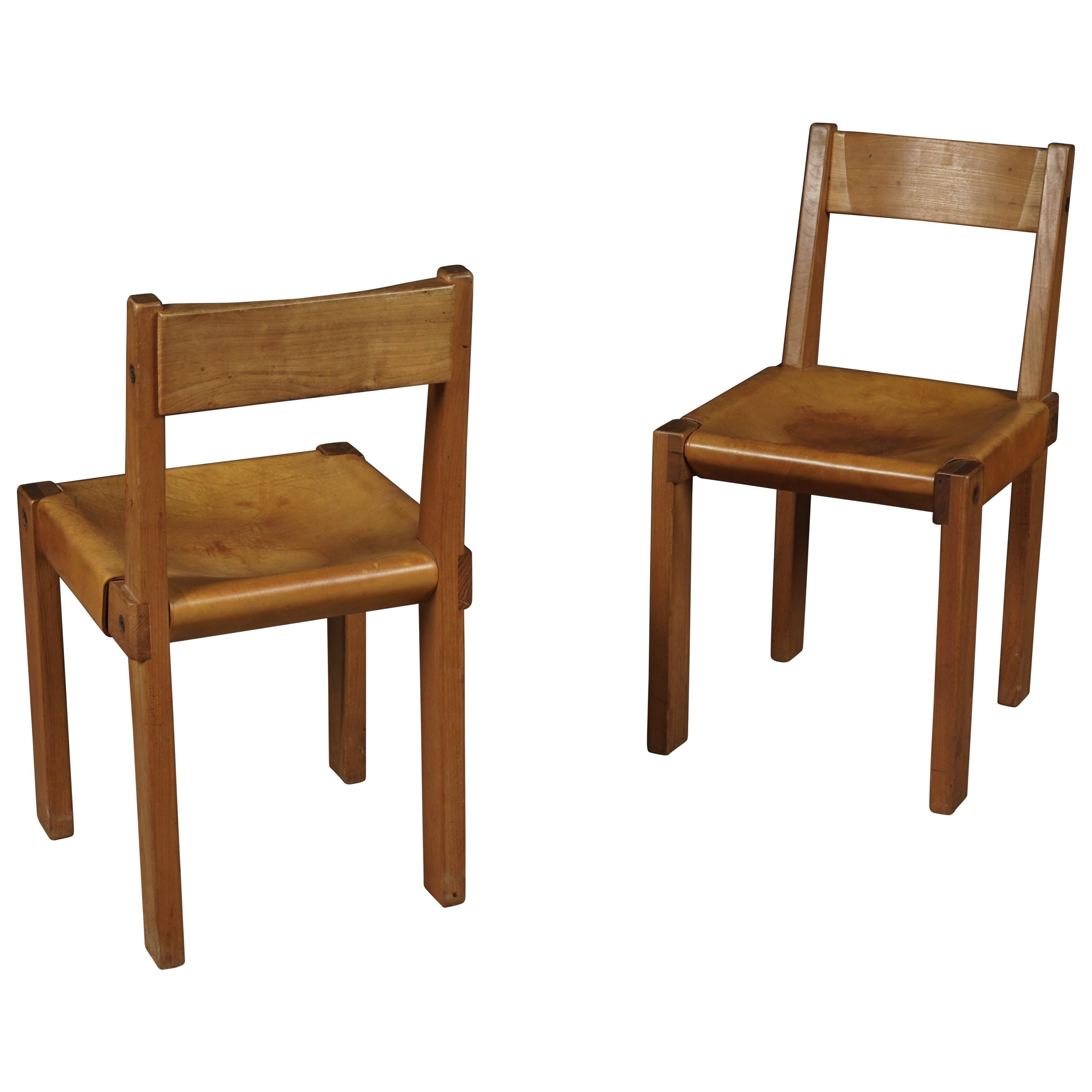 Vintage Pair of Pierre Chapo Chairs Model S24, France, circa 1970