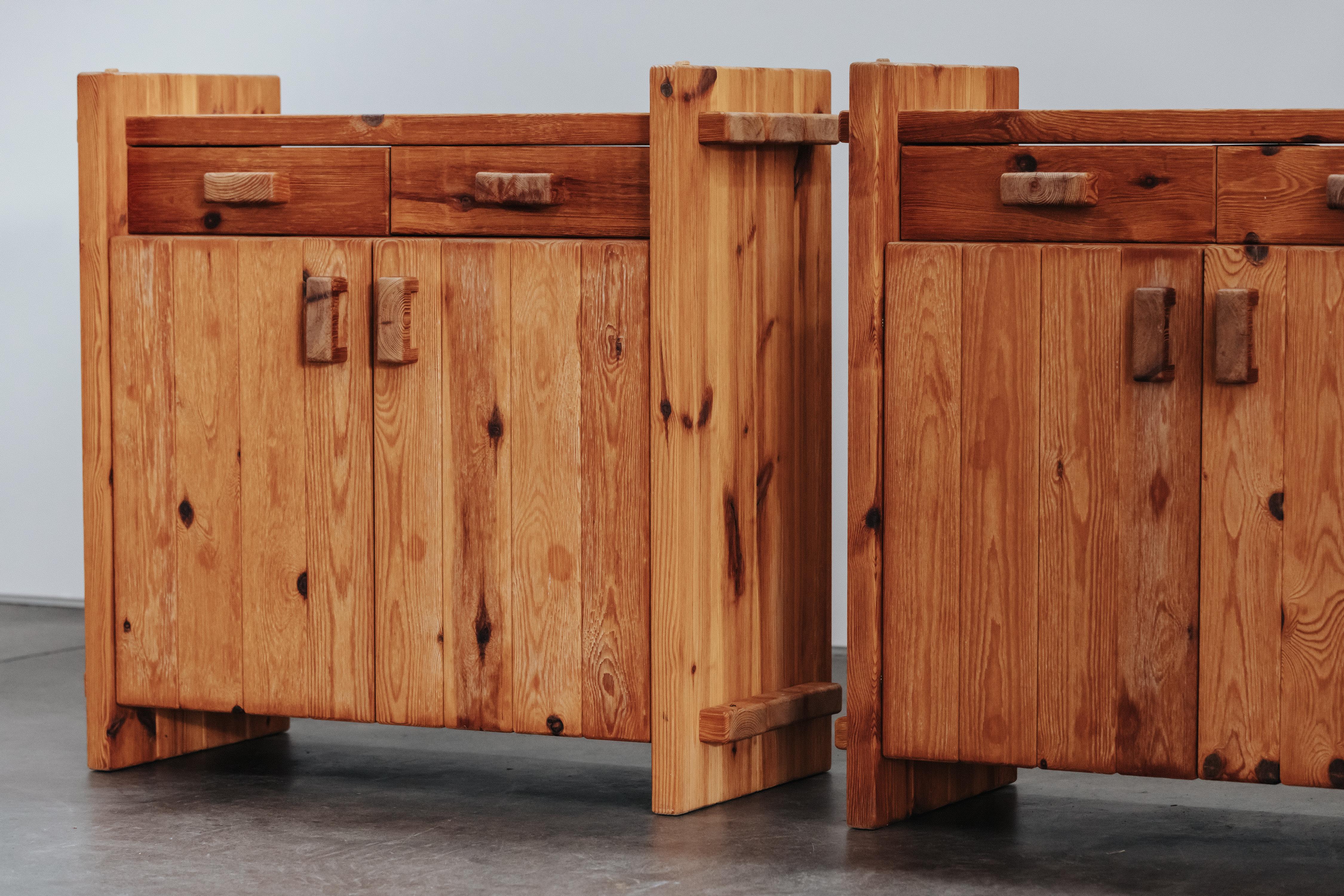 Vintage Pair Of Pine Cabinets From Denmark, Circa 1960.  Solid pine construction with very light wear and use.