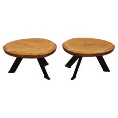 Vintage Pair Of Pine Coffee Tables From France, Circa 1960