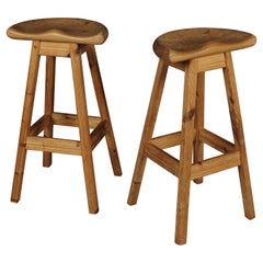 Vintage Pair of Pine Counter Stools from Denmark, 1970s