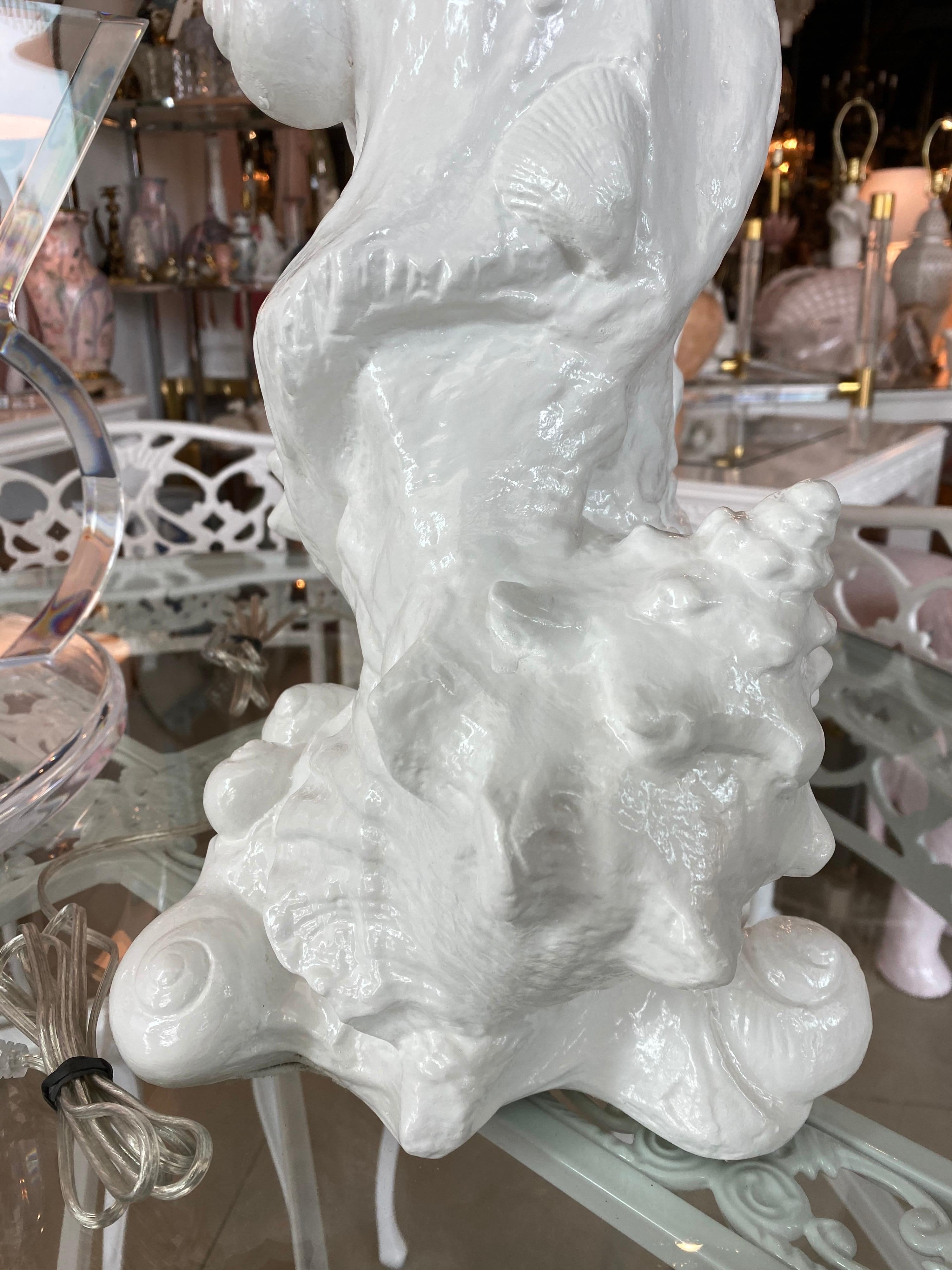 Vintage Pair of Plaster Seashell Shell Table Lamps by Sirmos Newly Restored 4