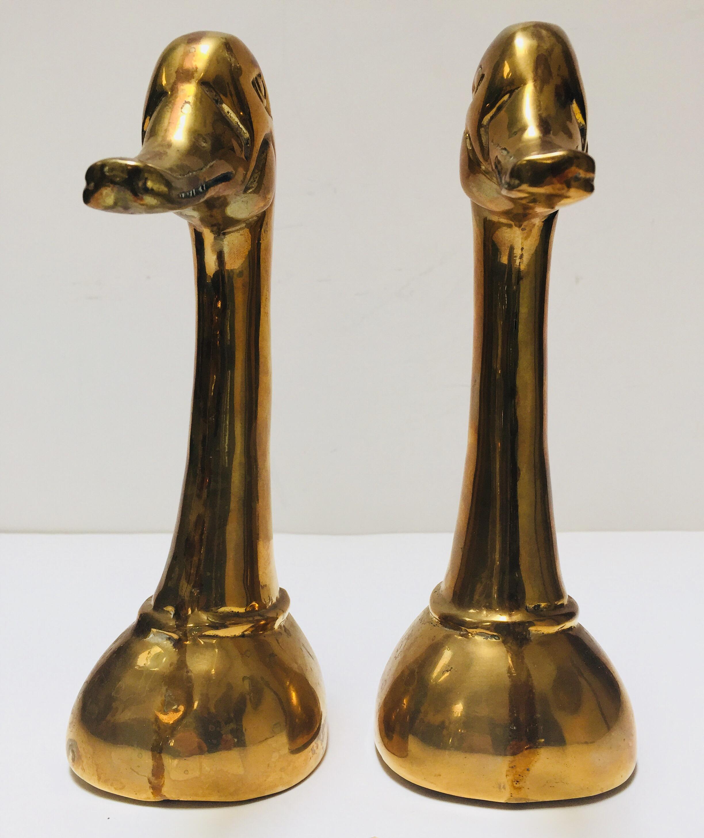 vintage brass duck bookends