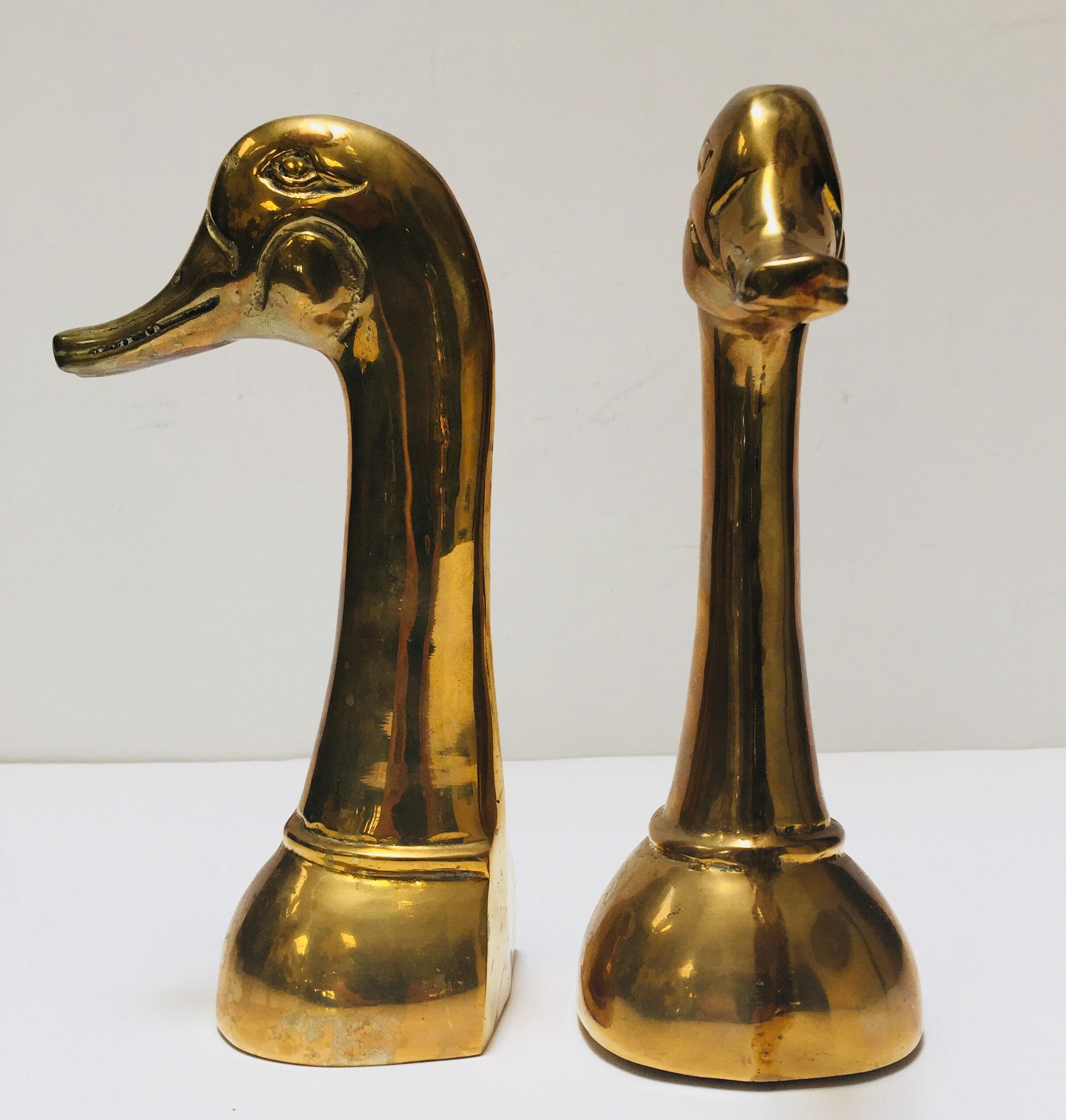 solid brass duck bookends