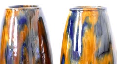 Vintage Pair of Polychrome Vases by G.H. Richard London Matlock, Late 1900