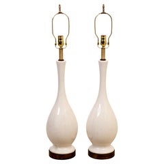 Vintage Pair of Porcelain Crackle Glaze Table Lamps