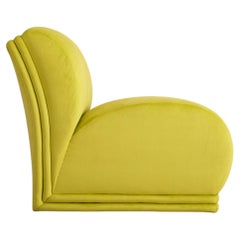 Vintage Pair of Acid Yellow Velvet Postmodern Lounge Chairs, 1980s