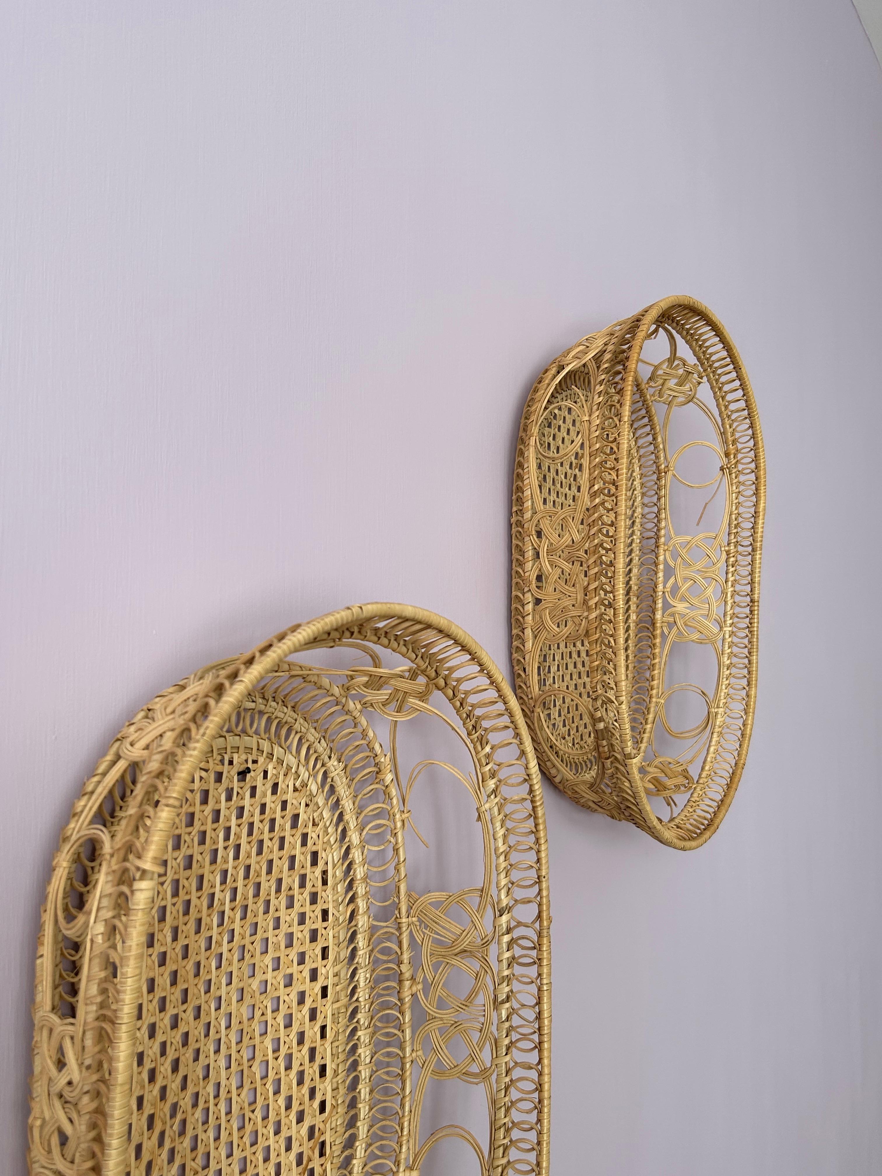 Vintage Pair of Rattan Baskets with Fine Weaving, France, 20th Century In Good Condition For Sale In Copenhagen K, DK