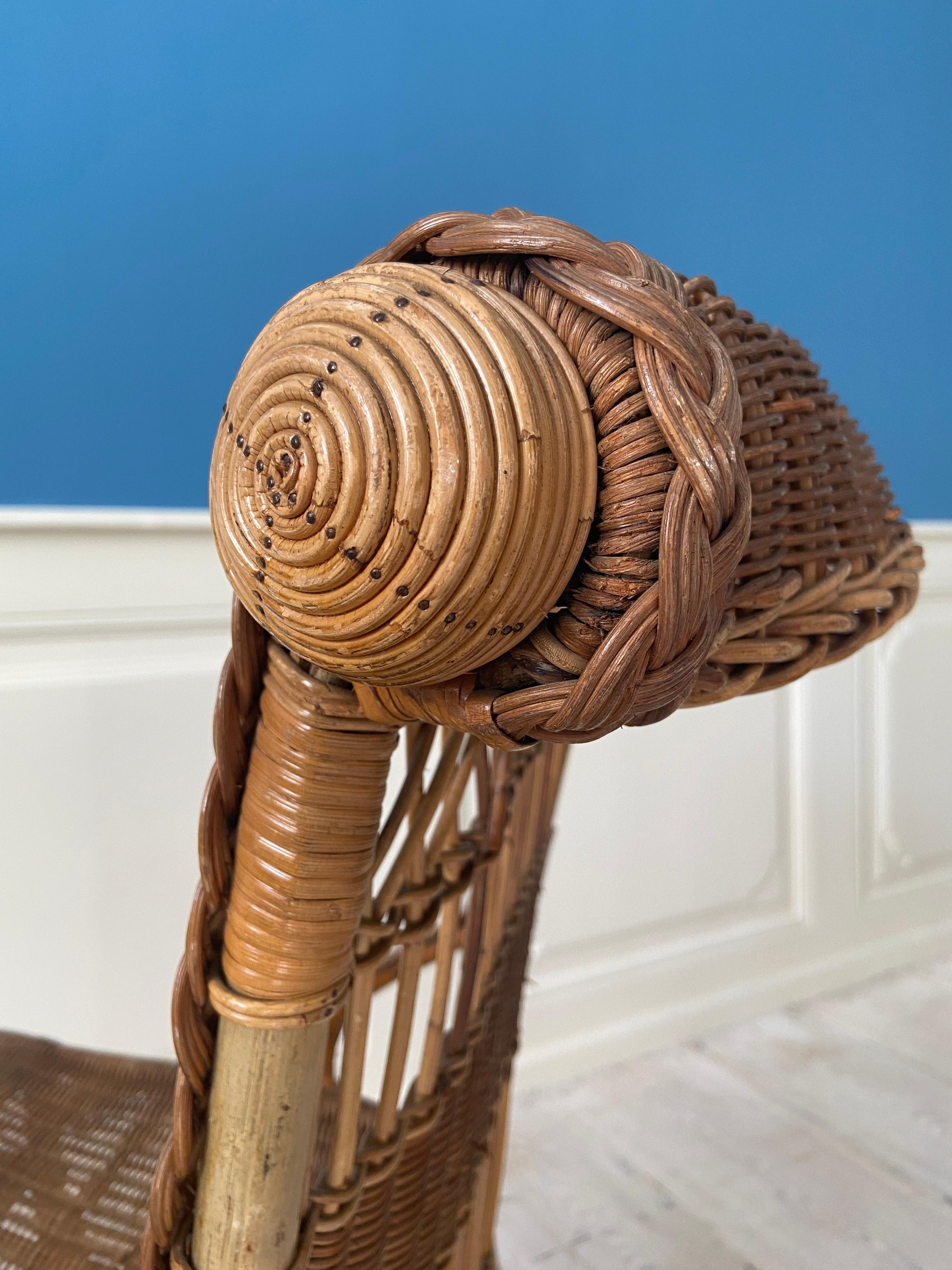 Vintage Pair of Rattan Chairs with Elegant Curved Details, France ...