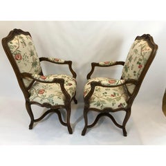 Vintage Pair of Regal Carved Fruitwood French Style Bergere Armchairs