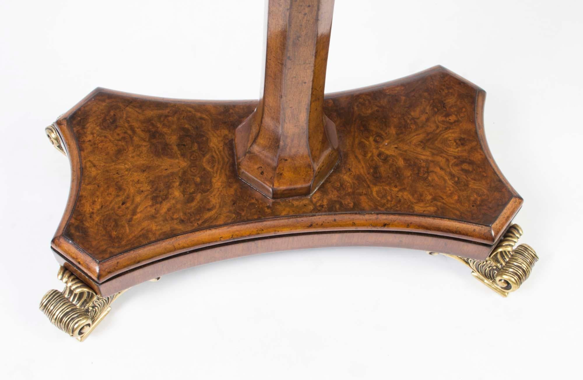 Vintage Pair of Regency Revival Burr Walnut Occasional Tables For Sale 2