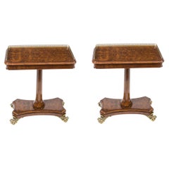 Vintage Pair of Regency Revival Burr Walnut Occasional Tables