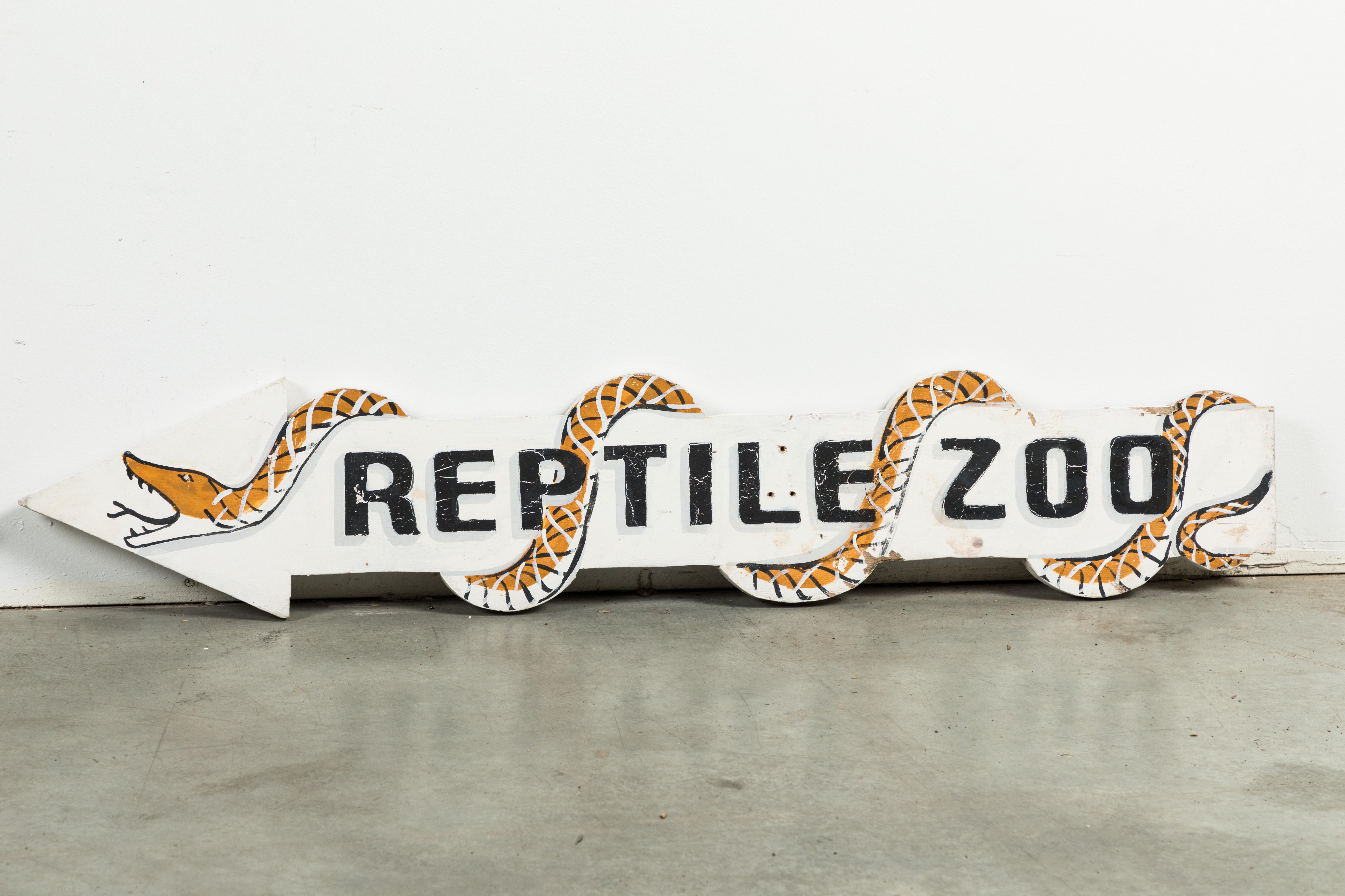 Folk Art Vintage Pair of Reptile Zoo Snake Signs