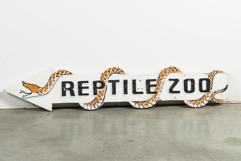 Folk Art Vintage Pair of Reptile Zoo Snake Signs For Sale