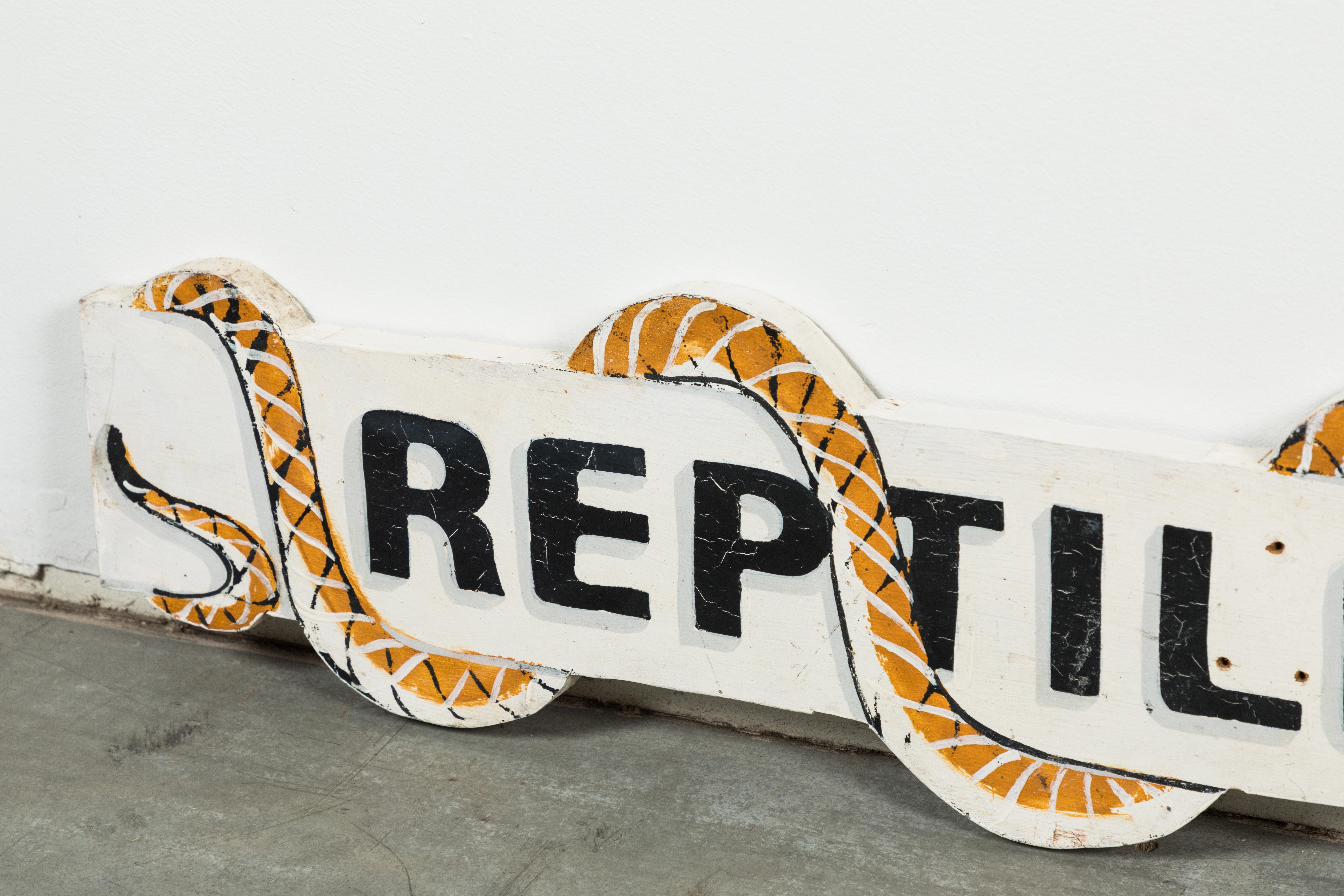 Hand-Painted Vintage Pair of Reptile Zoo Snake Signs