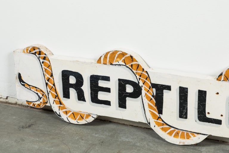 Hand-Painted Vintage Pair of Reptile Zoo Snake Signs For Sale