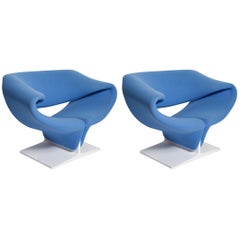 Vintage Pair of Ribbon Chairs by Pierre Paulin, Model F582 for Artifort