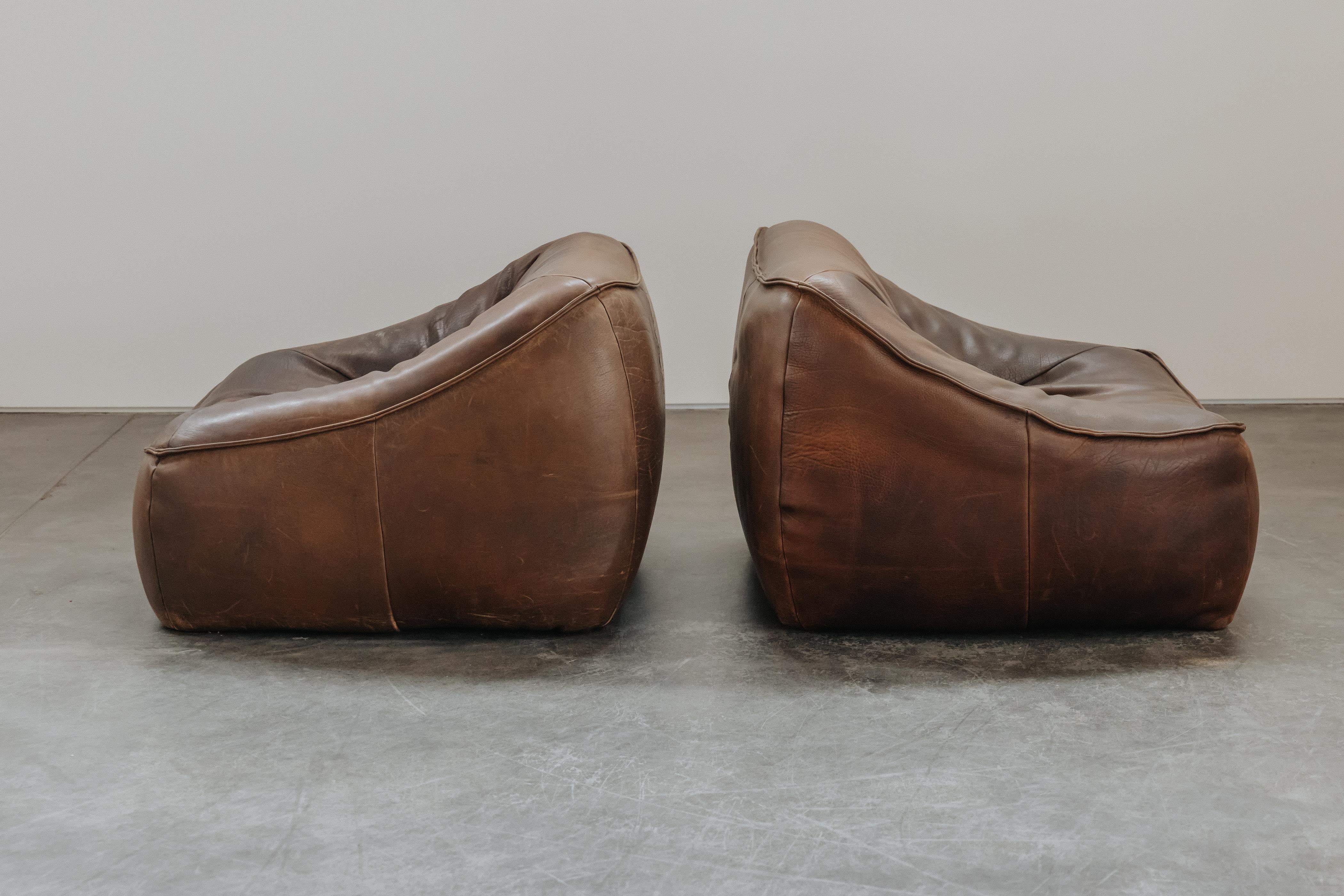 Leather Vintage Pair Of Ringo Chairs By Gerard Van Den Berg, Netherlands, Circa 1970 For Sale