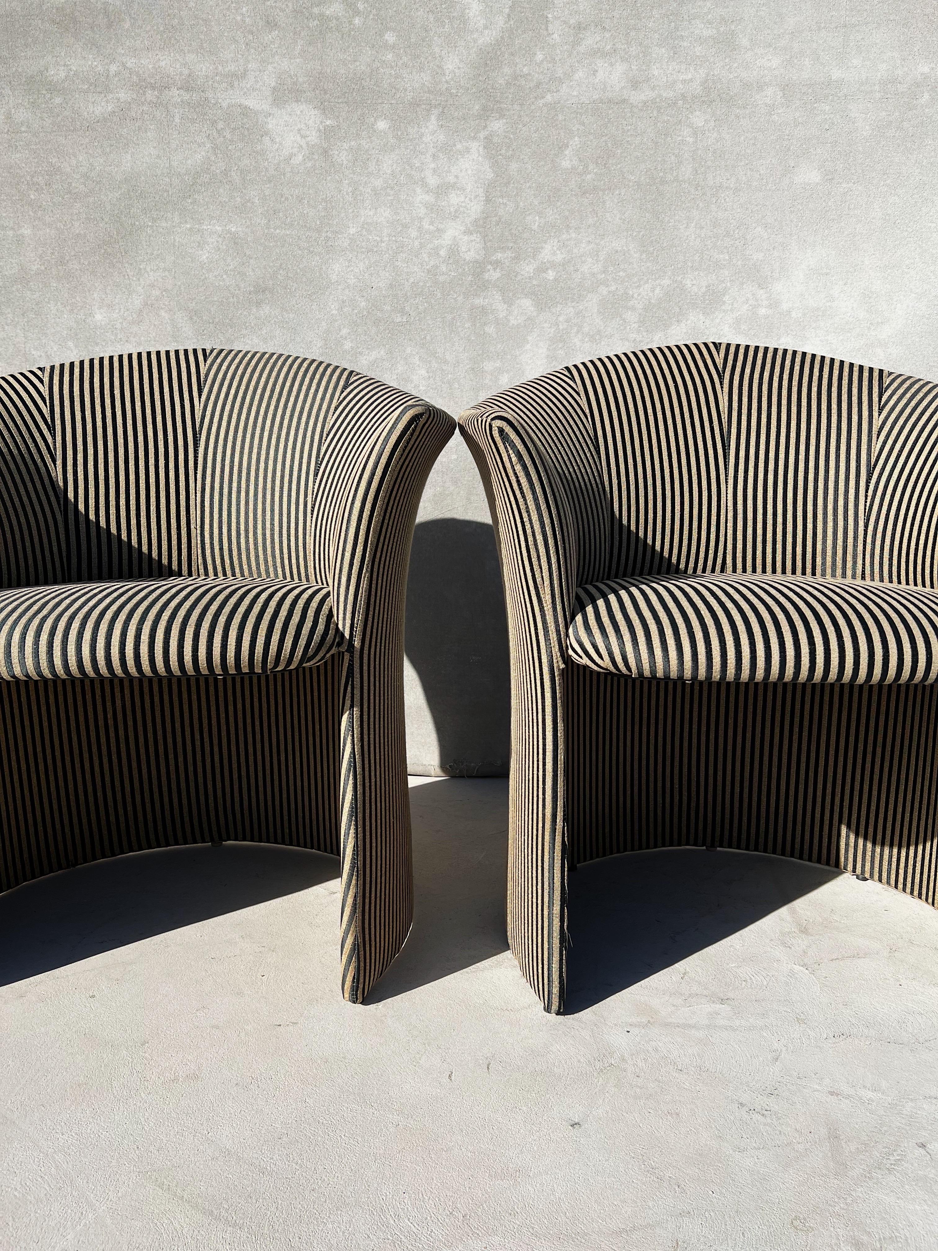 Vintage Pair of Striped Chairs, Attributed to Roche Bobois  2