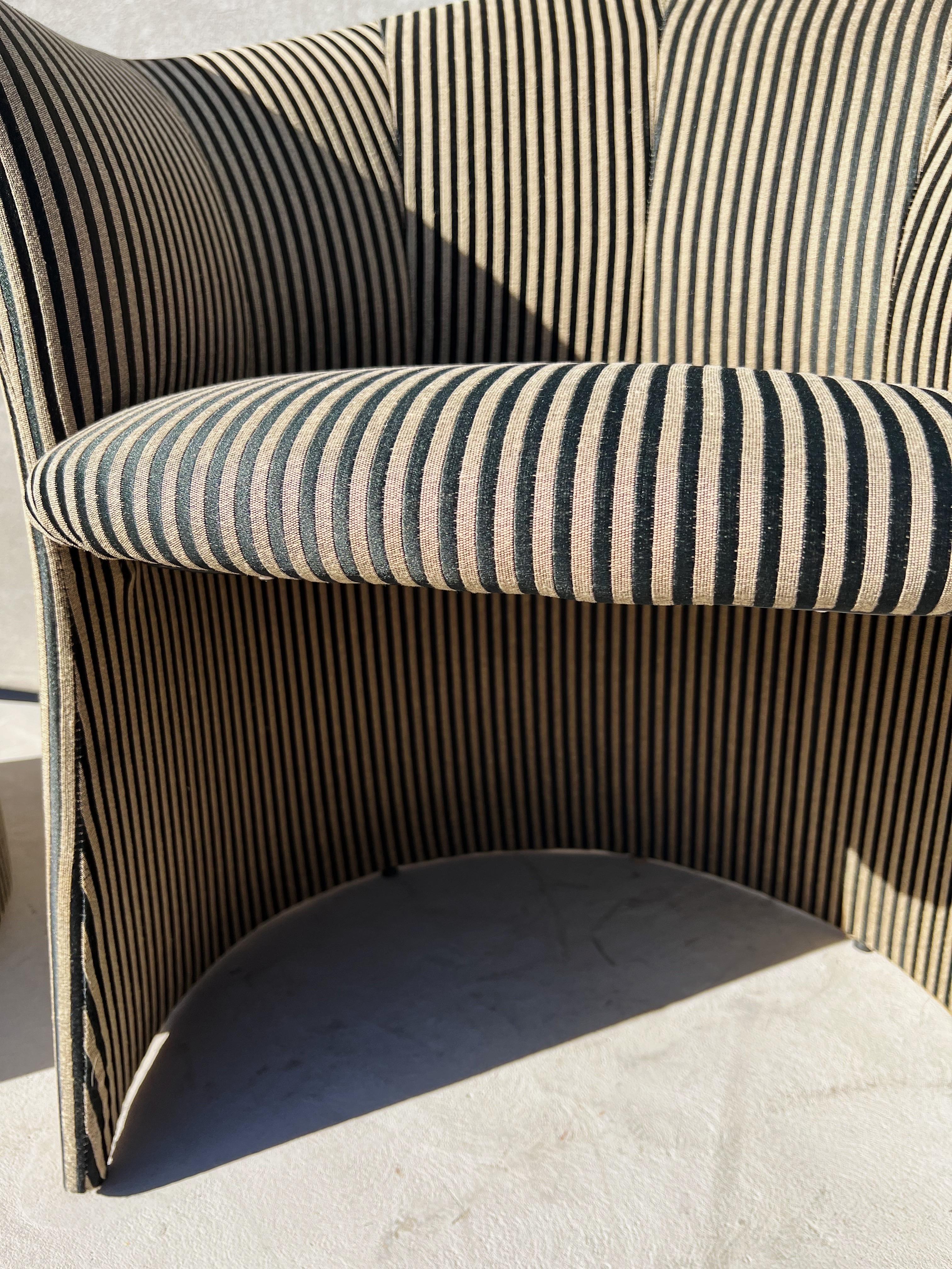 Vintage Pair of Striped Chairs, Attributed to Roche Bobois  4