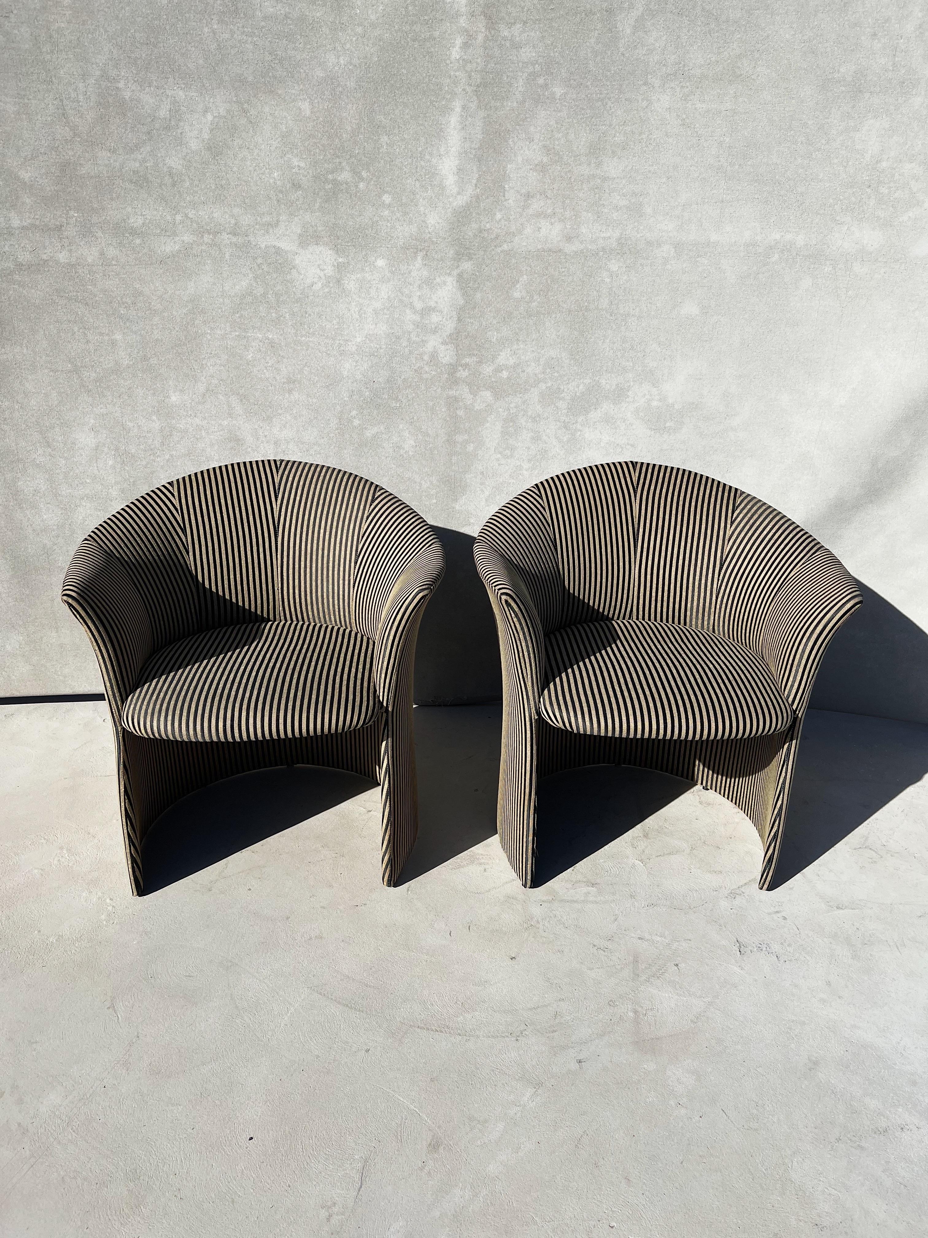 Vintage Pair of Striped Chairs, Attributed to Roche Bobois  5