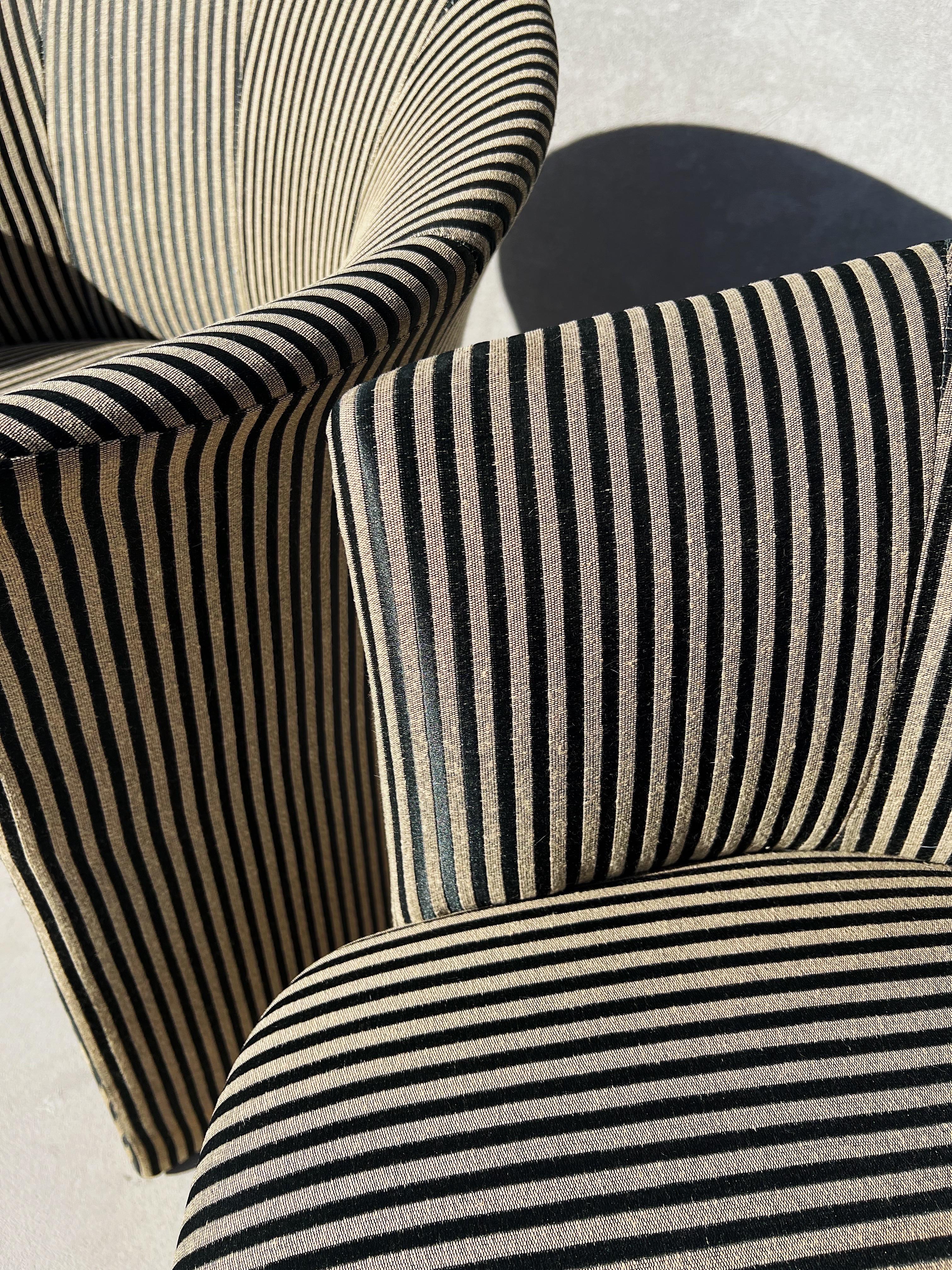 Unknown Vintage Pair of Striped Chairs, Attributed to Roche Bobois 