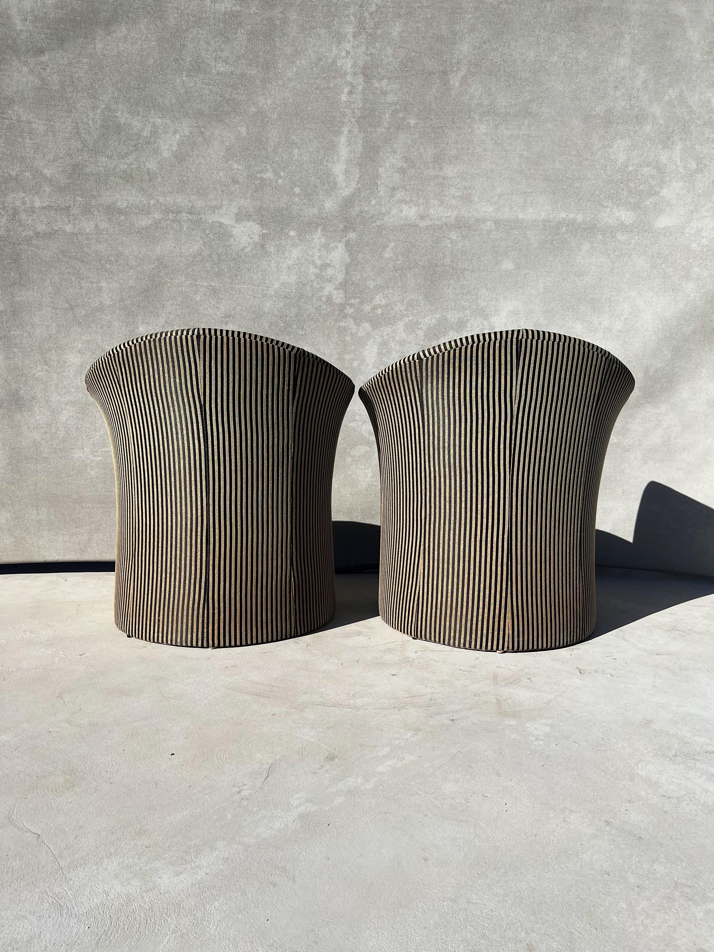 20th Century Vintage Pair of Striped Chairs, Attributed to Roche Bobois 