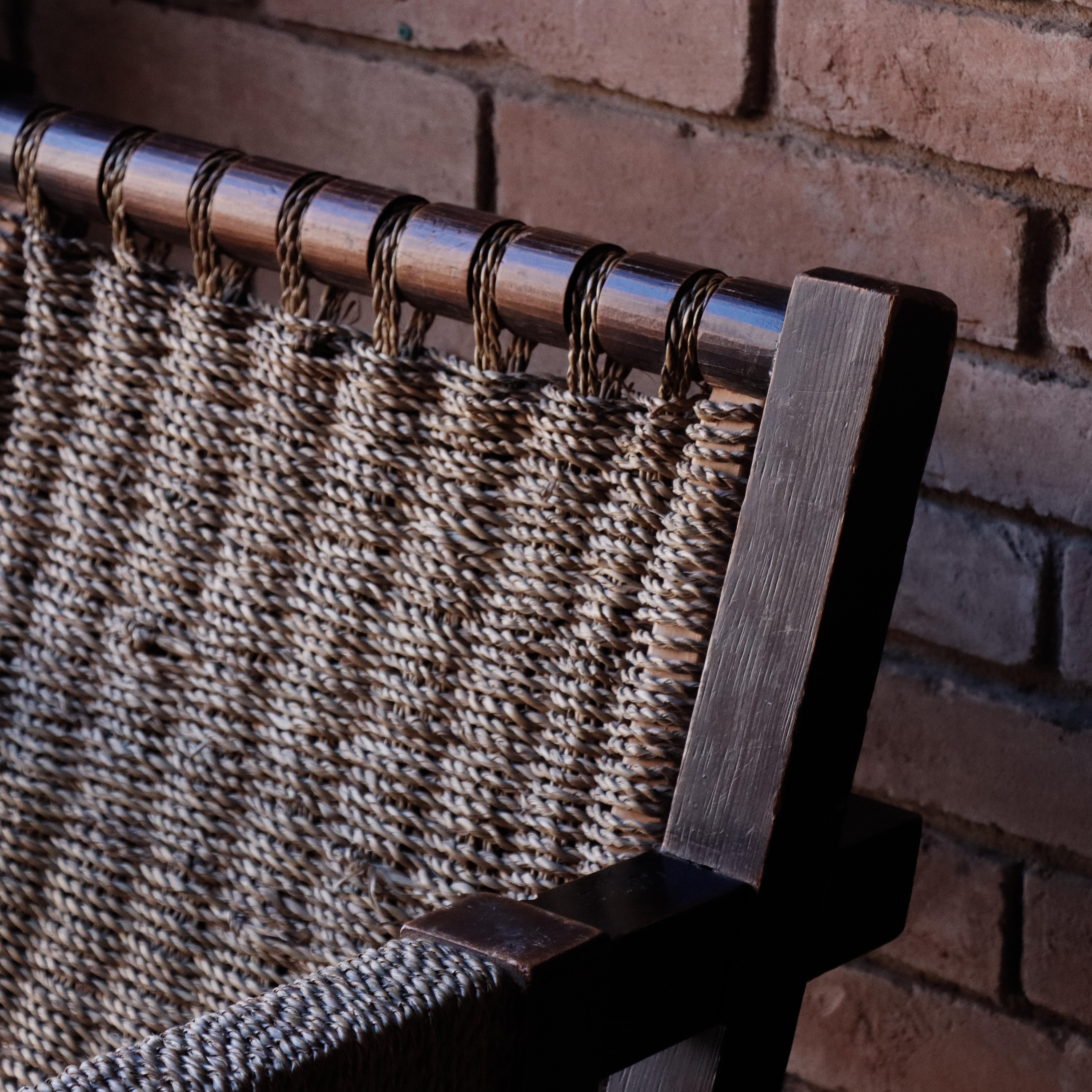 Paire de chaises en corde Attr à Francis Jourdain, 1950 en vente 3