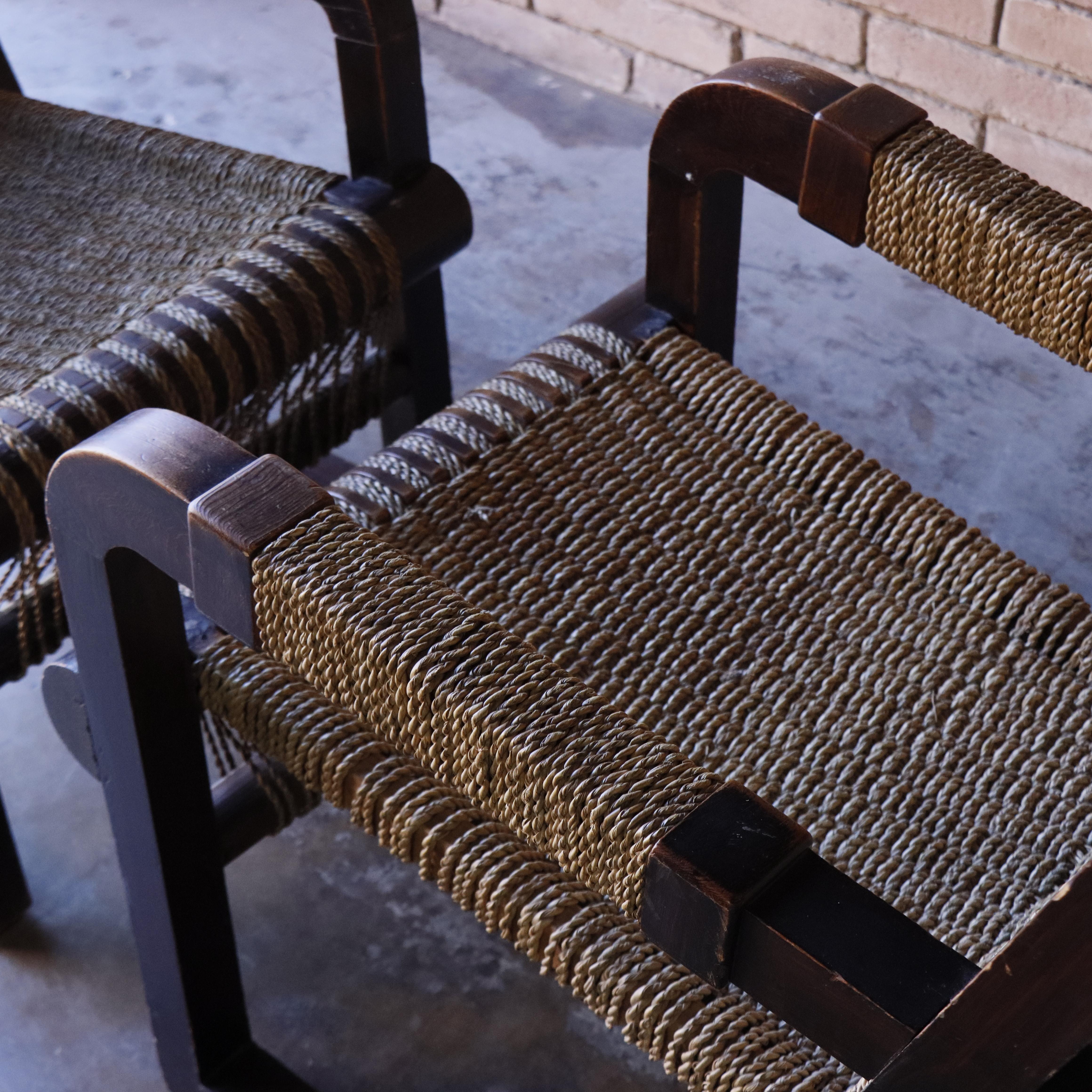 Paire de chaises en corde Attr à Francis Jourdain, 1950 en vente 5