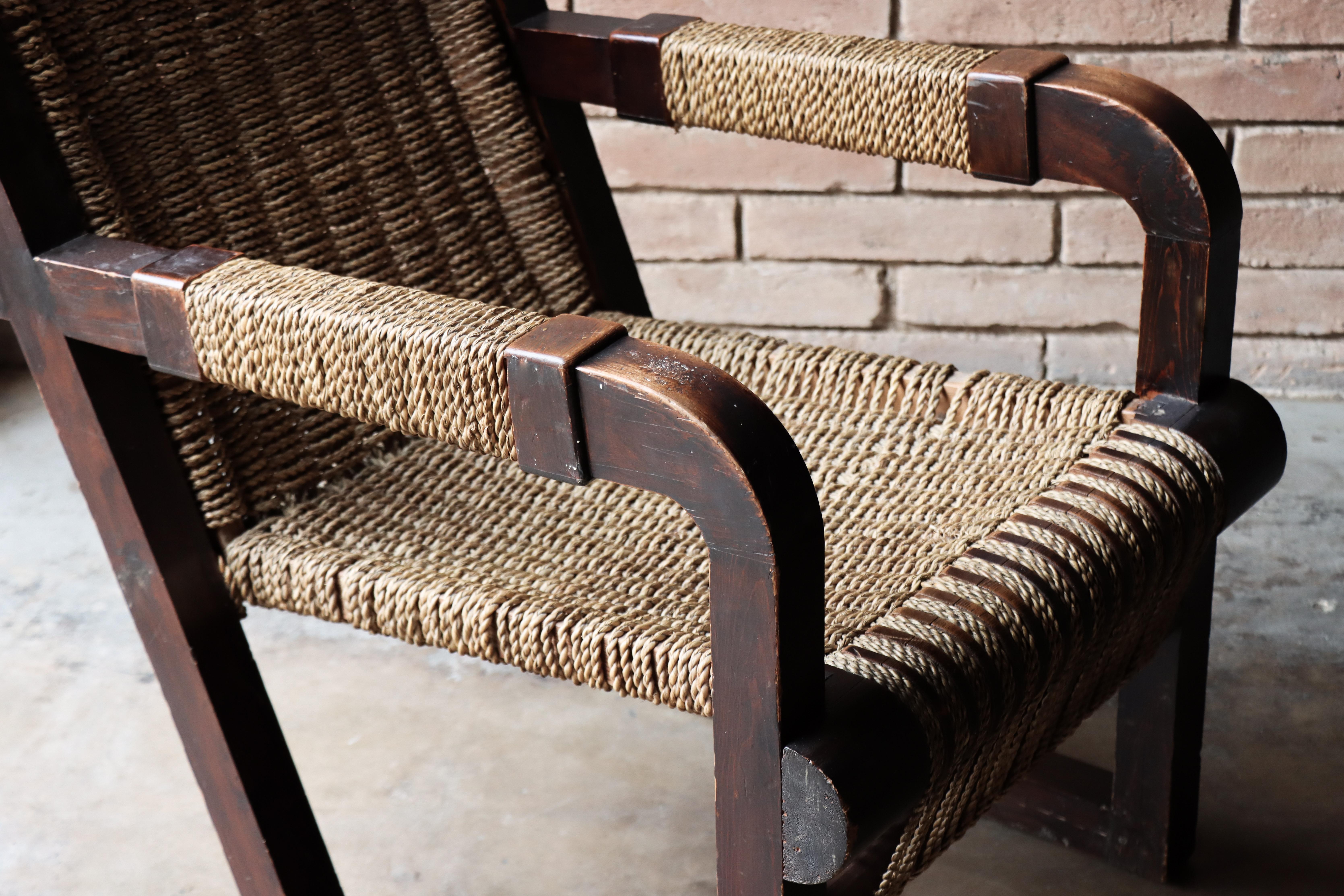Paire de chaises en corde Attr à Francis Jourdain, 1950 en vente 8