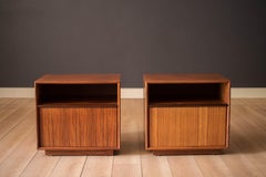 Vintage Pair of Rosewood Danish Modern Bedside Table Nightstands