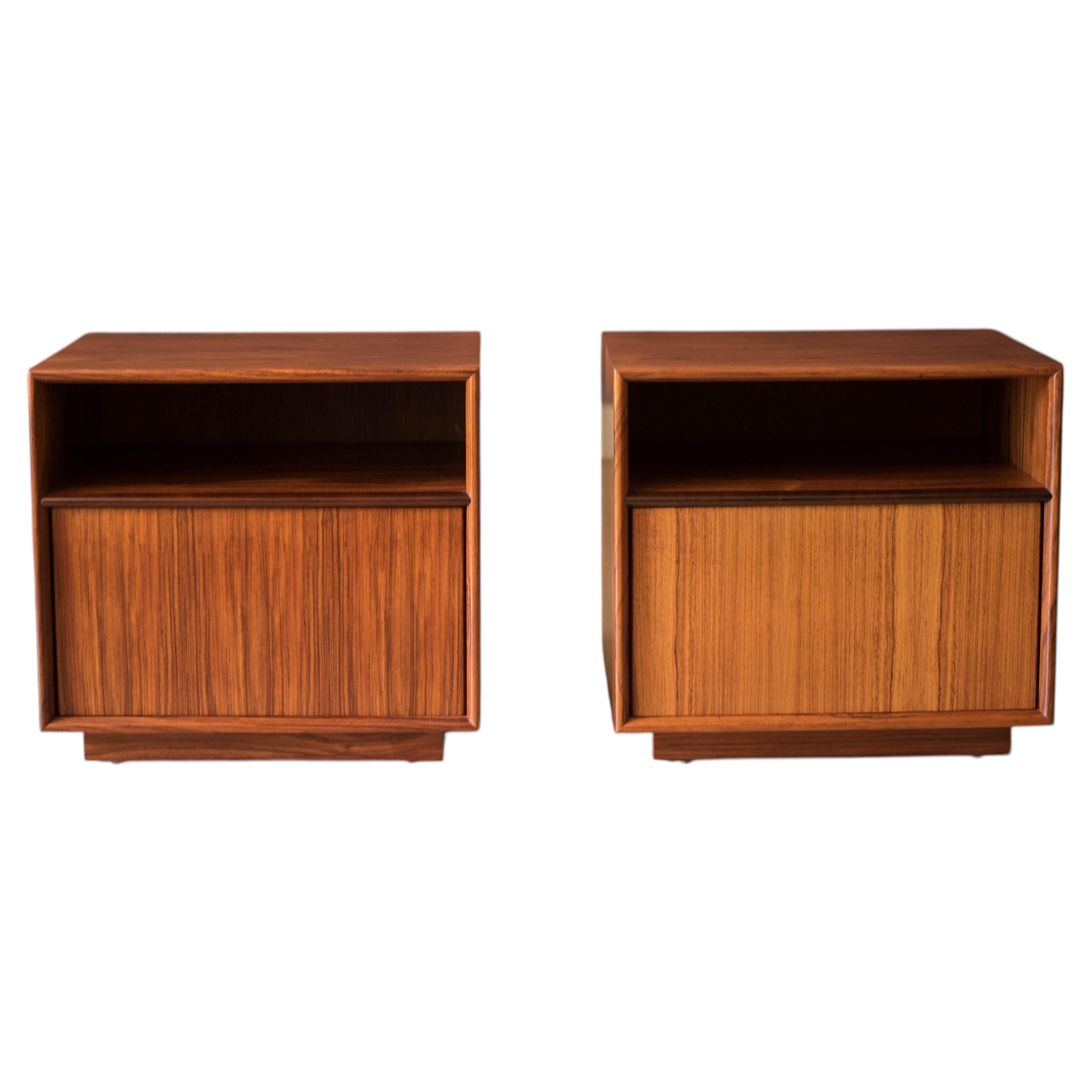 Vintage Pair of Rosewood Danish Modern Bedside Table Nightstands